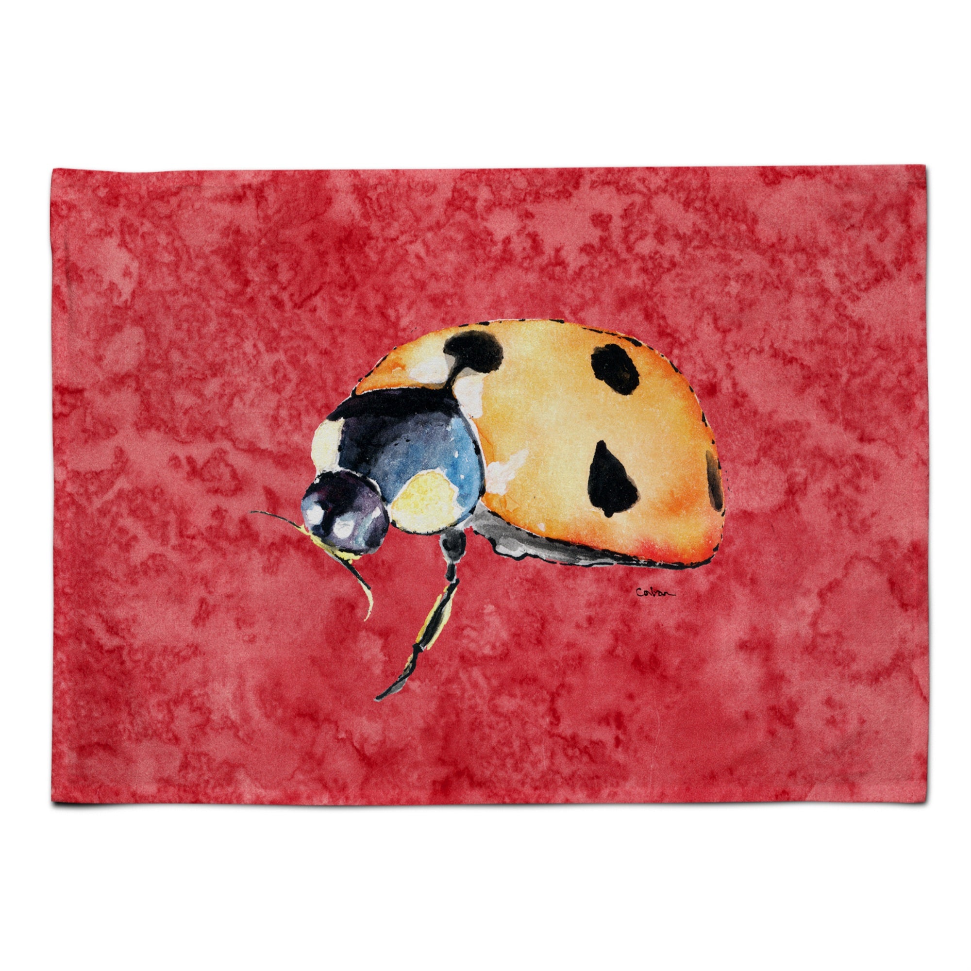 'Caroline'S Treasures 8869Plmt Lady Bug On Red Fabric Placemat, Multicolor''