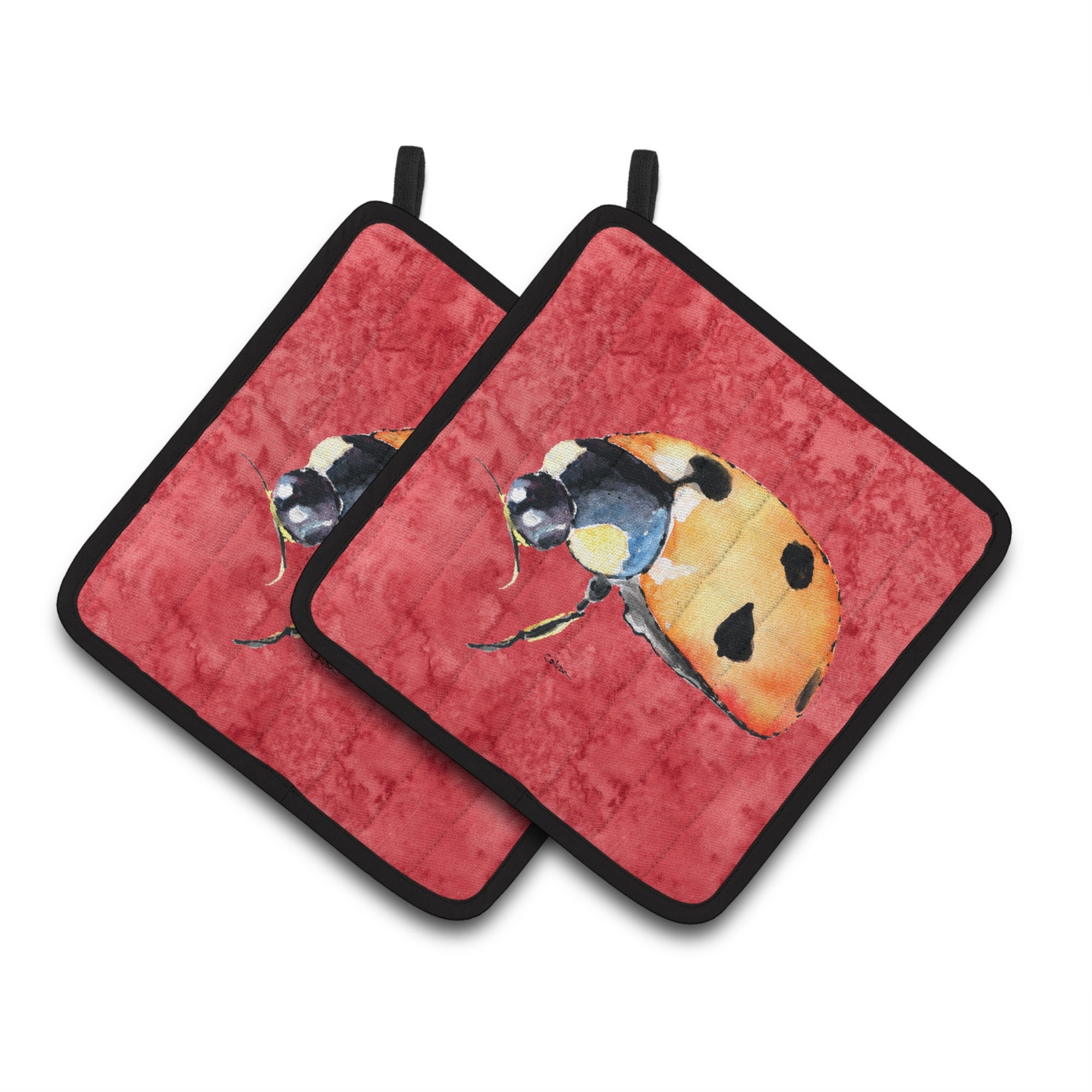 'Caroline'S Treasures Lady Bug On Red Pair Of Pot Holders 8869Pthd, 7.5Hx7.5W, Multicolor''