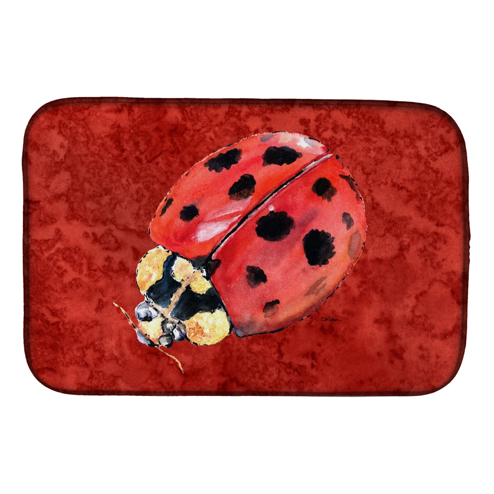 'Caroline'S Treasures Lady Bug On Deep Red Dish Drying Mat, 14'''' X 21'''', Multicolor''