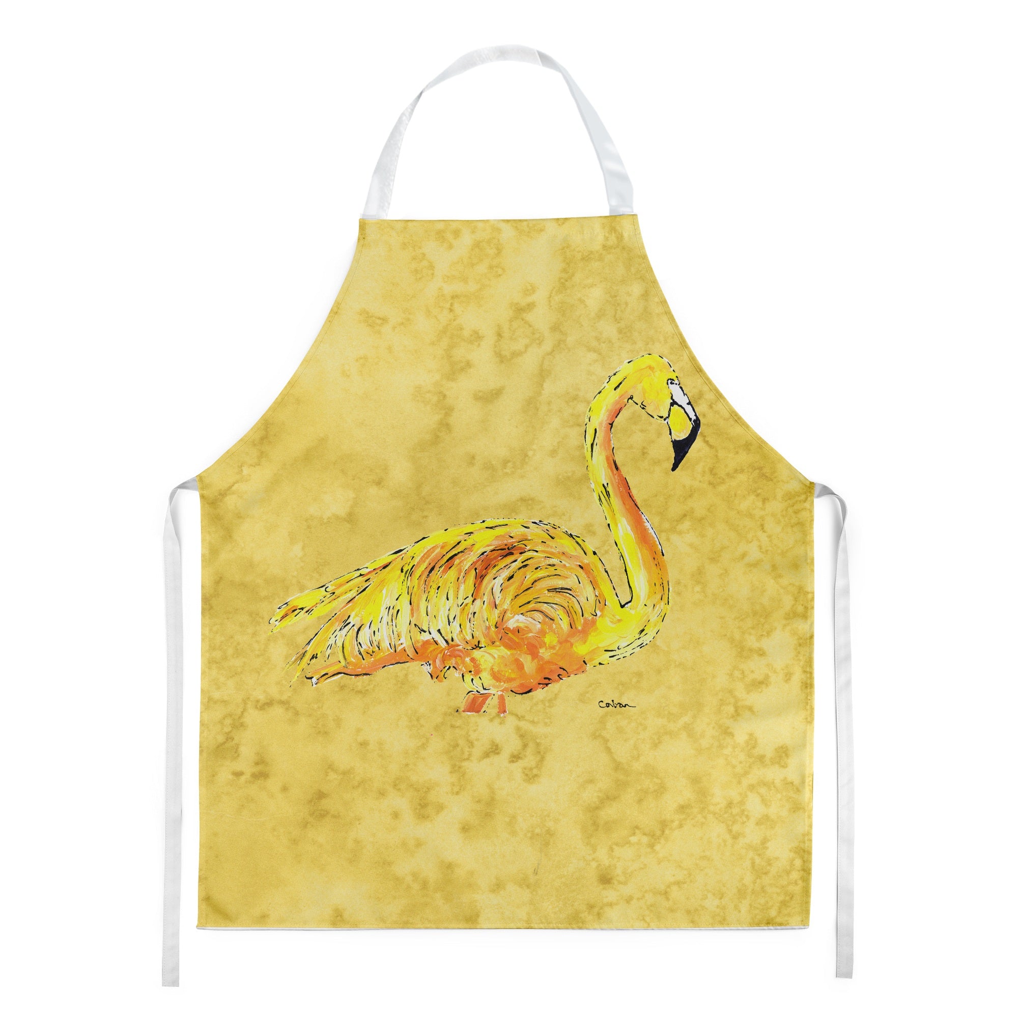 'Caroline'S Treasures 8872Apron Flamingo On Yellow Apron, Large, Multicolor''