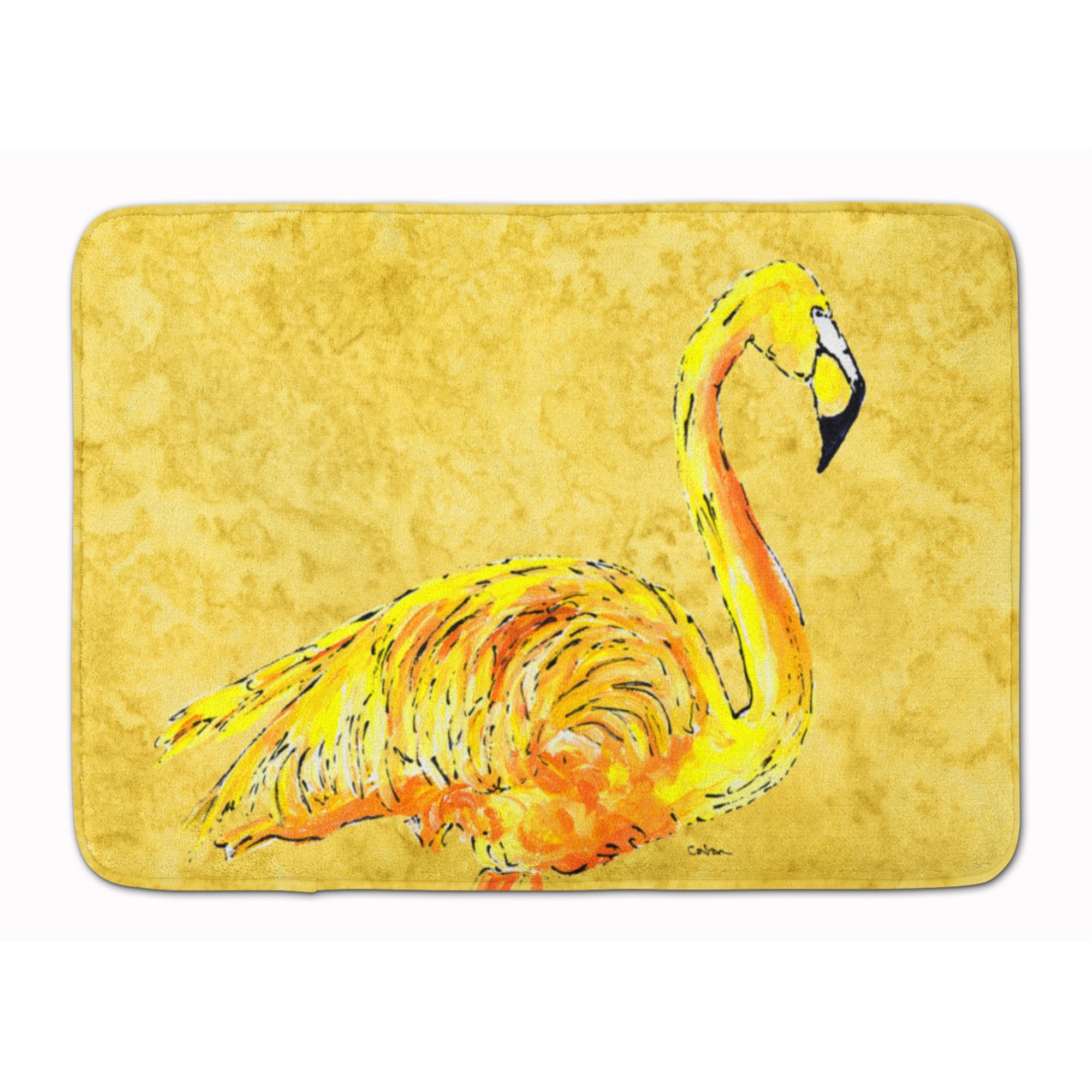 'Caroline'S Treasures Flamingo On Yellow Floor Mat, 19'''' X 27'''', Multicolor''