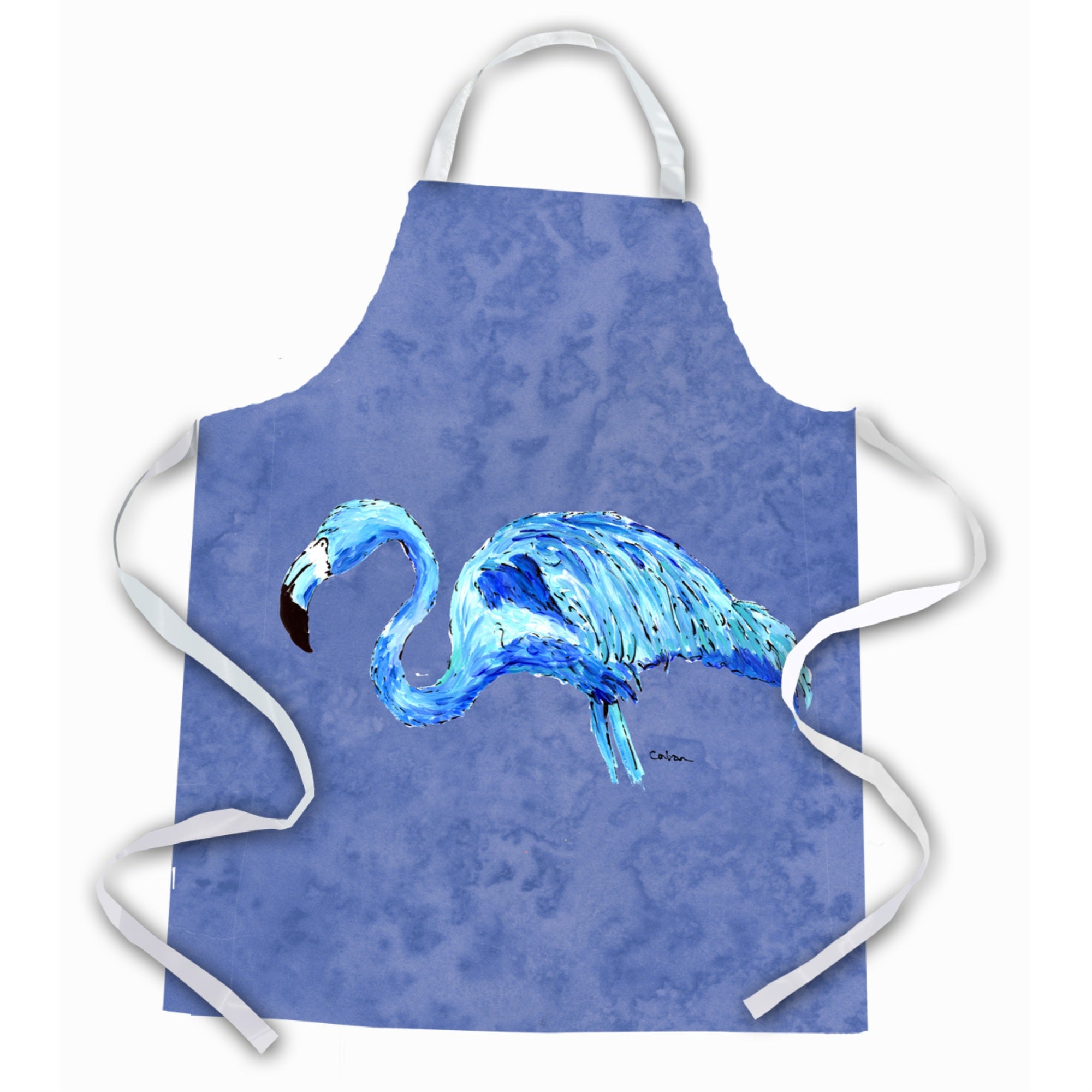 'Caroline'S Treasures 8873Apron Flamingo On Slate Blue Apron, Large, Multicolor''