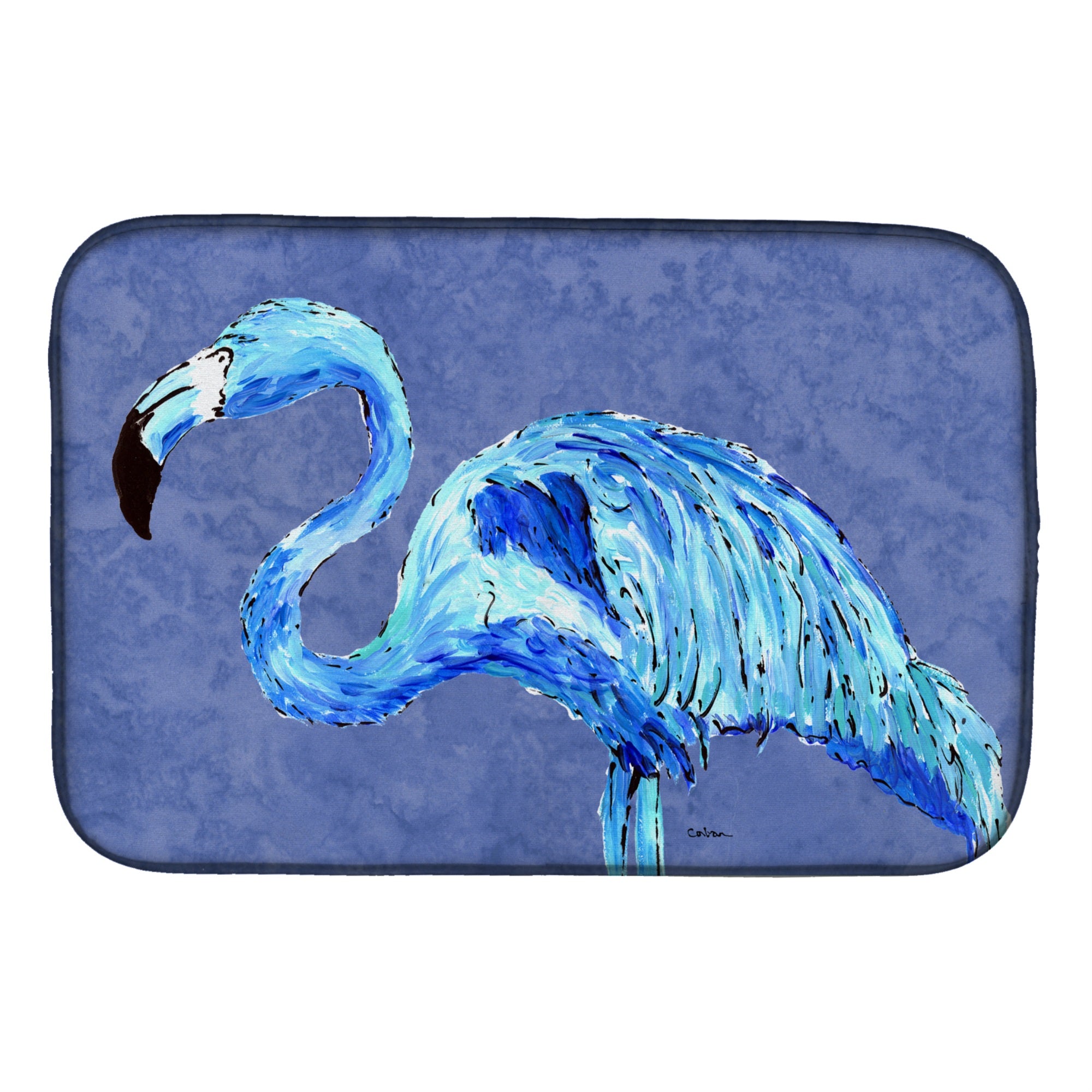 'Caroline'S Treasures Flamingo On Slate Blue Dish Drying Mat, 14'''' X 21'''', Multicolor''