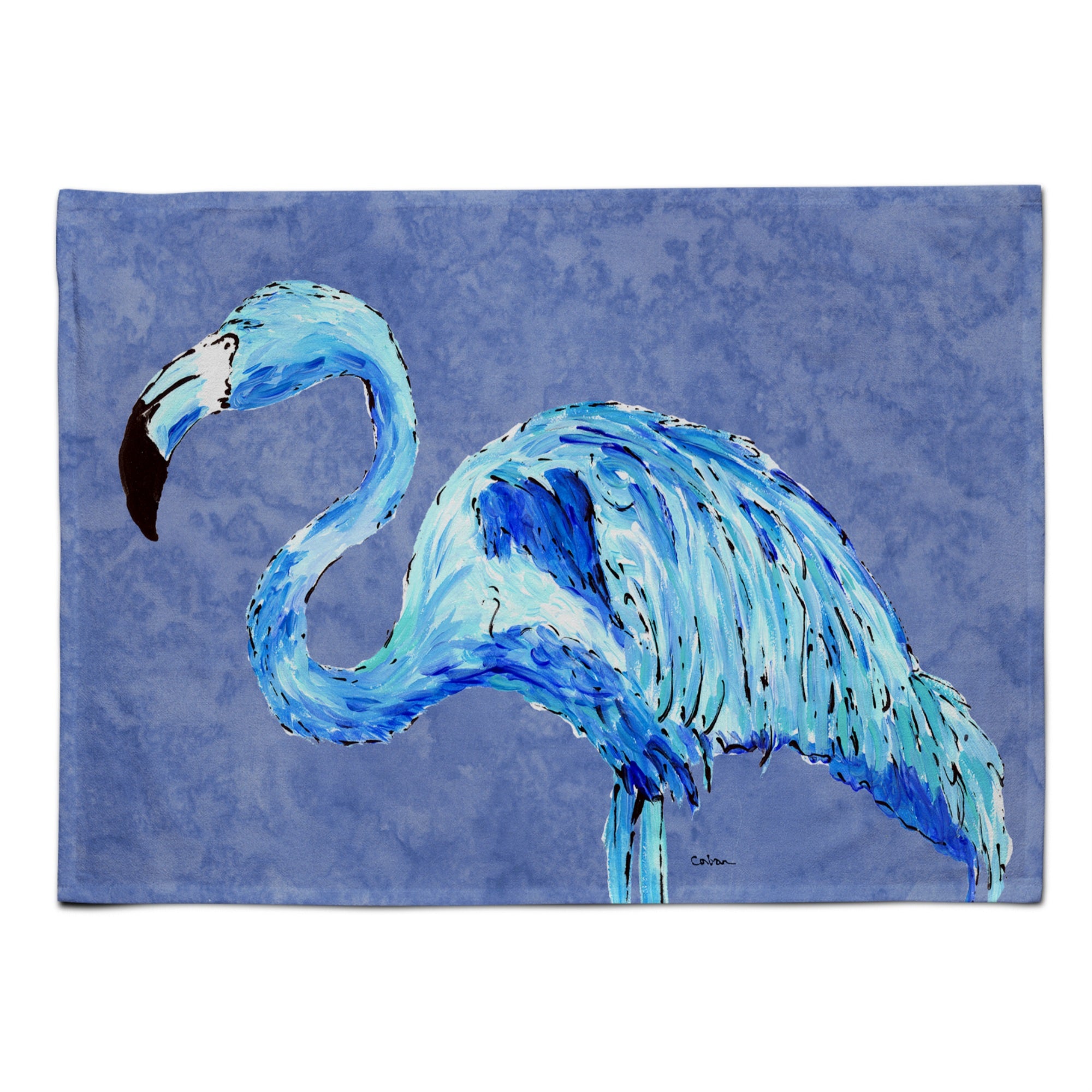 'Caroline'S Treasures 8873Plmt Flamingo On Slate Blue Fabric Placemat, Multicolor''