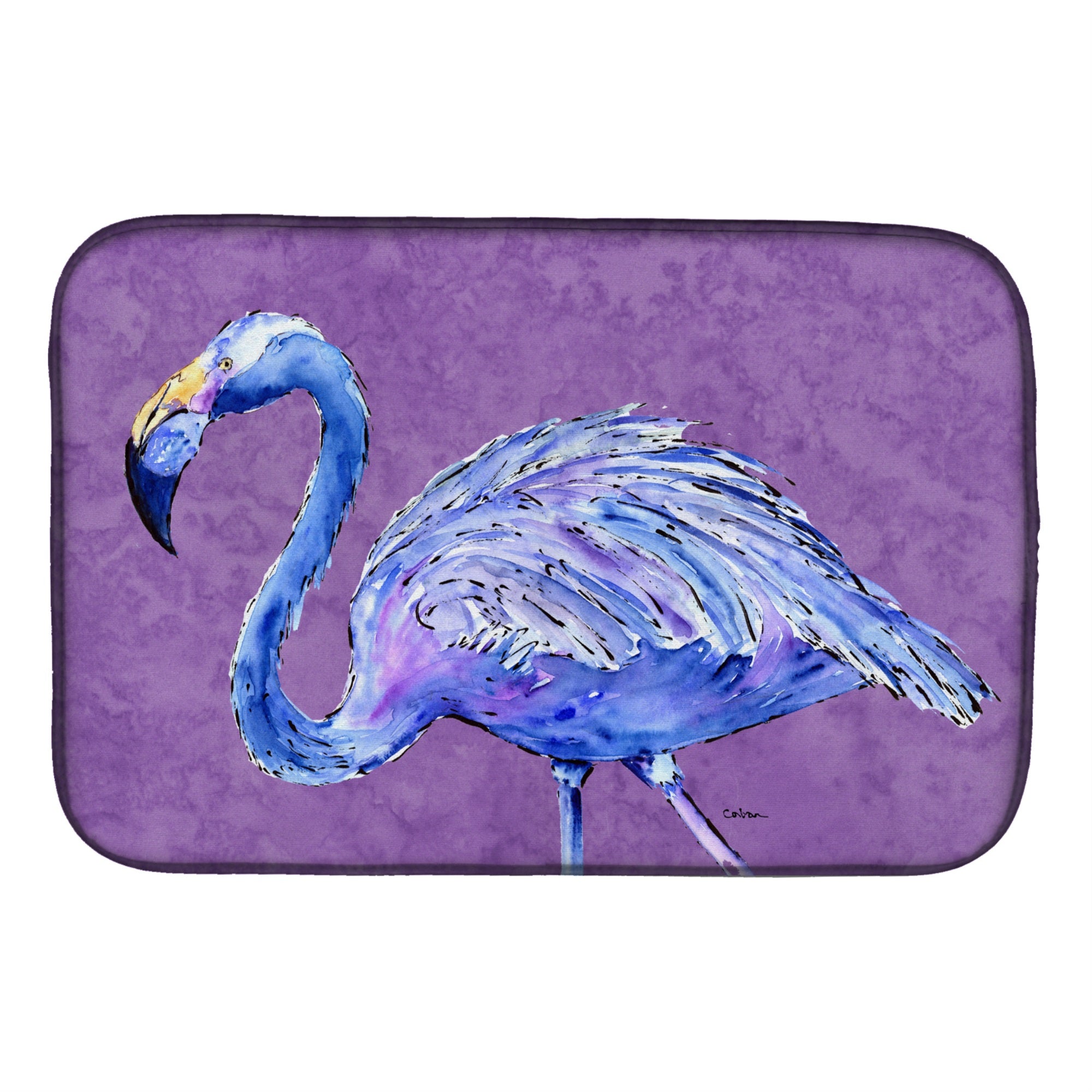 'Caroline'S Treasures Flamingo On Purple Dish Drying Mat, 14'''' X 21'''', Multicolor''