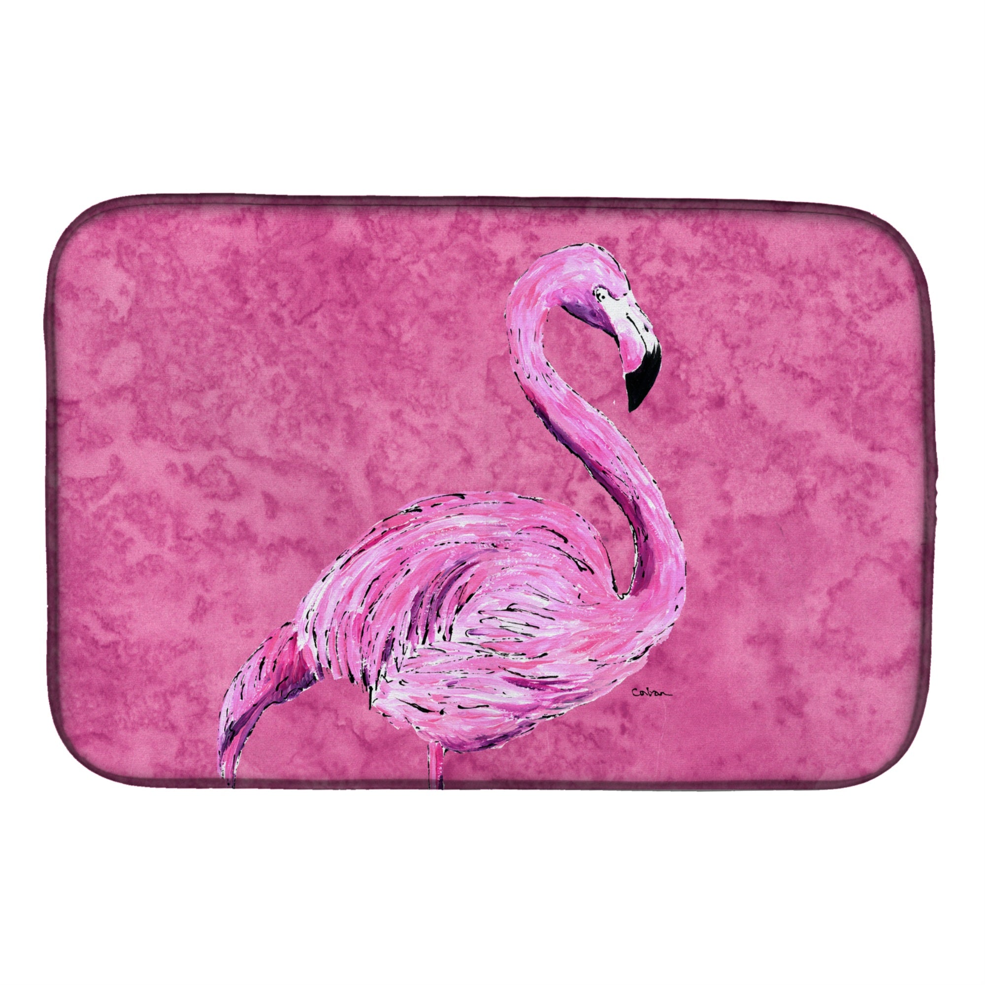 'Caroline'S Treasures Flamingo On Pink Dish Drying Mat, 14'''' X 21'''', Multicolor''