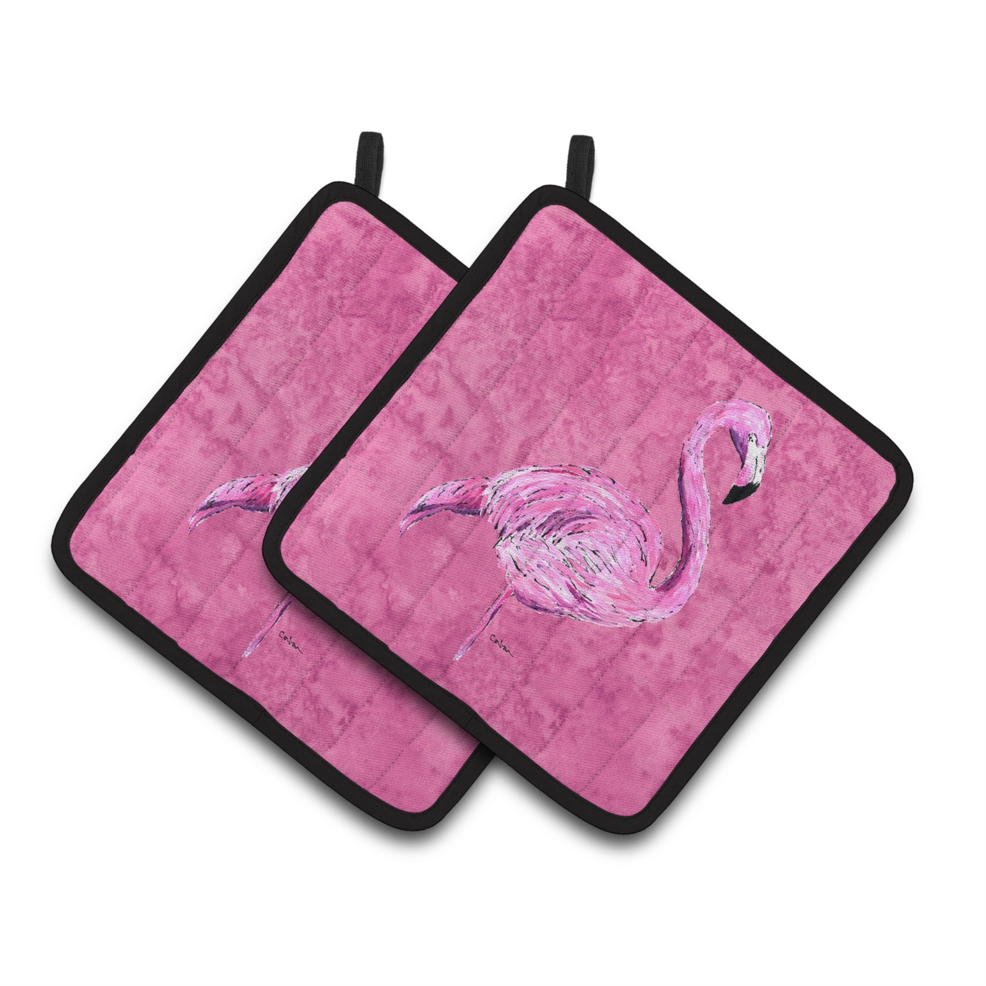 'Caroline'S Treasures 8875Pthd Flamingo On Pink Pot Holders (1 Pair), 7.5'''' X 7.5'''', Multicolor''