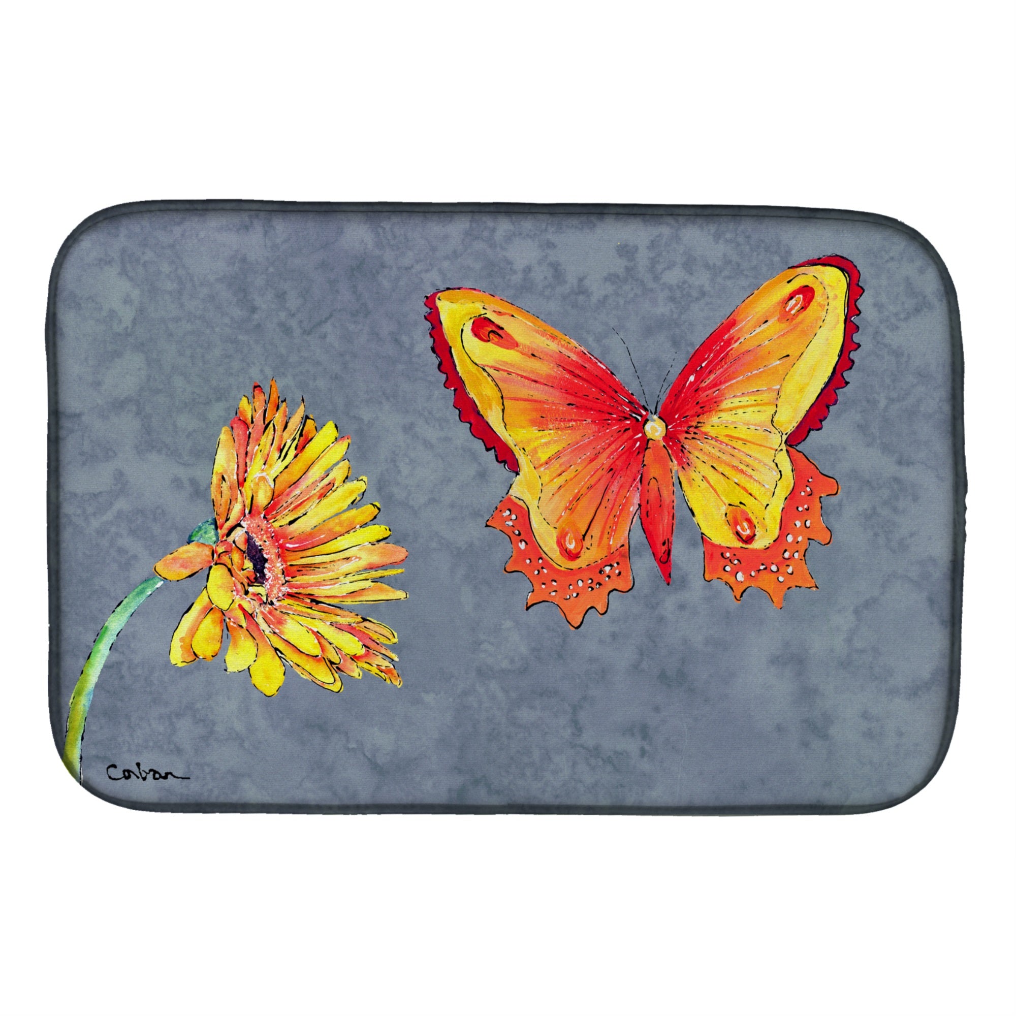 'Caroline'S Treasures Gerber Daisy And Butterfly Dish Drying Mat, 14 X 21, Multicolor''