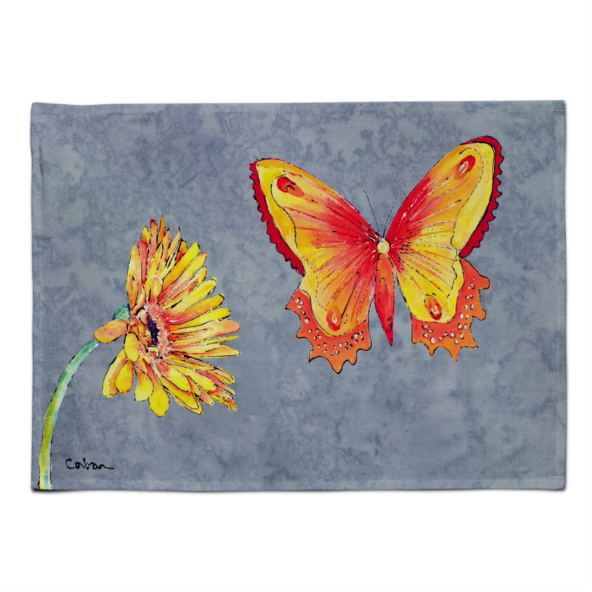 'Caroline'S Treasures 8877Plmt Gerber Daisy And Butterfly Fabric Placemat, Multicolor''