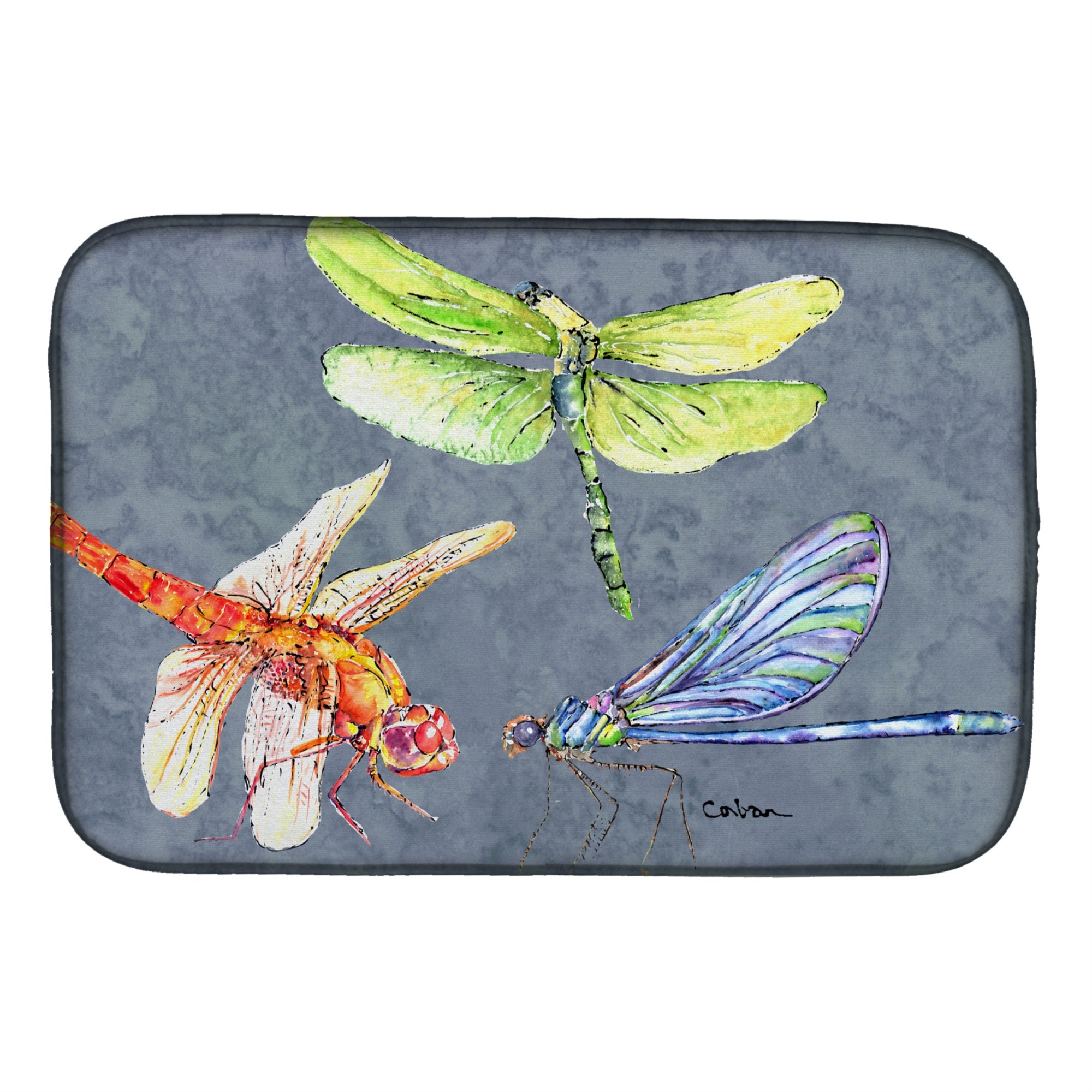 'Caroline'S Treasures Dragonfly Times Three Dish Drying Mat, 14 X 21, Multicolor''