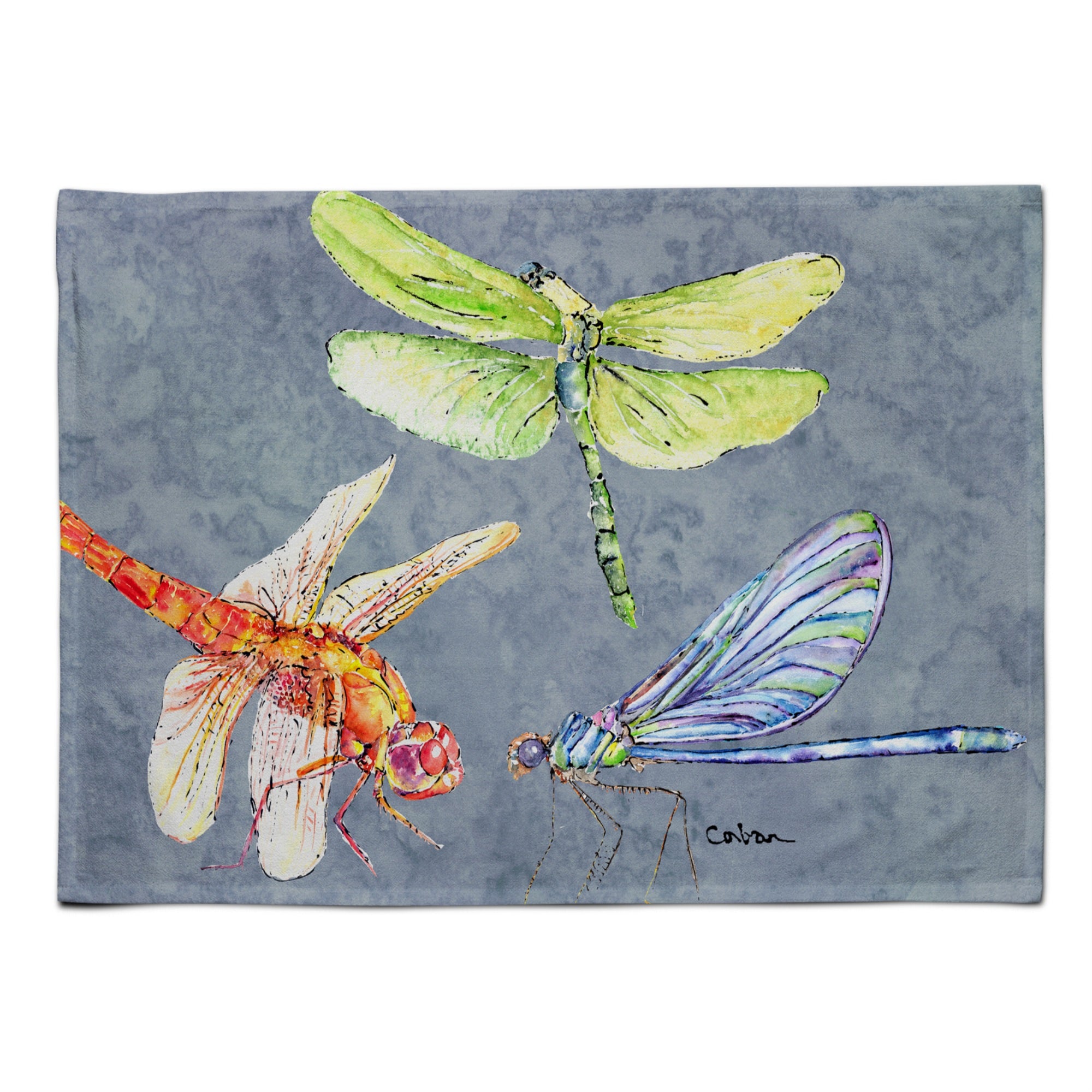'Caroline'S Treasures 8878Plmt Dragonfly Times Three Fabric Placemat, Multicolor''