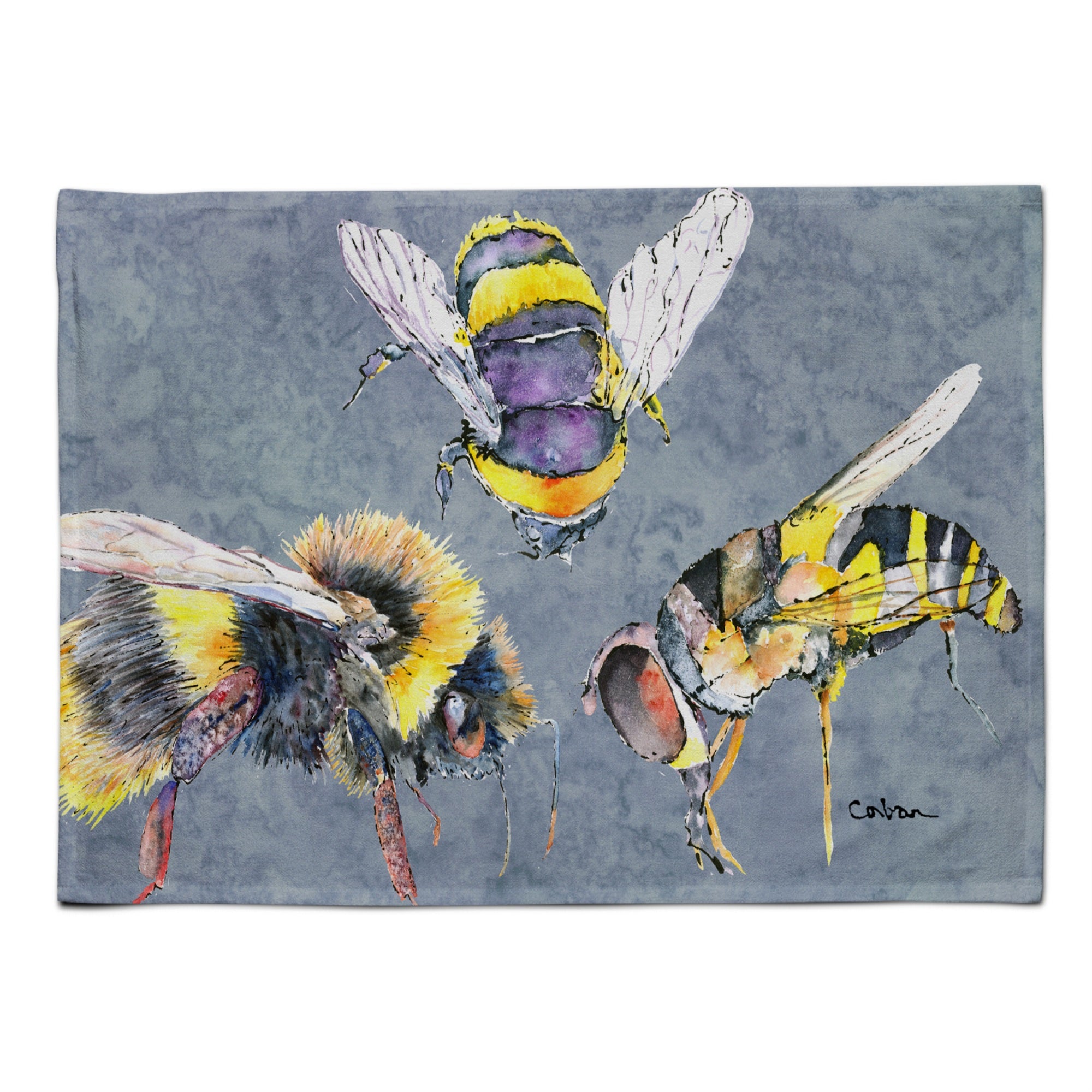 'Caroline'S Treasures 8879Plmt Bee Bees Times Three Fabric Placemat, Multicolor''