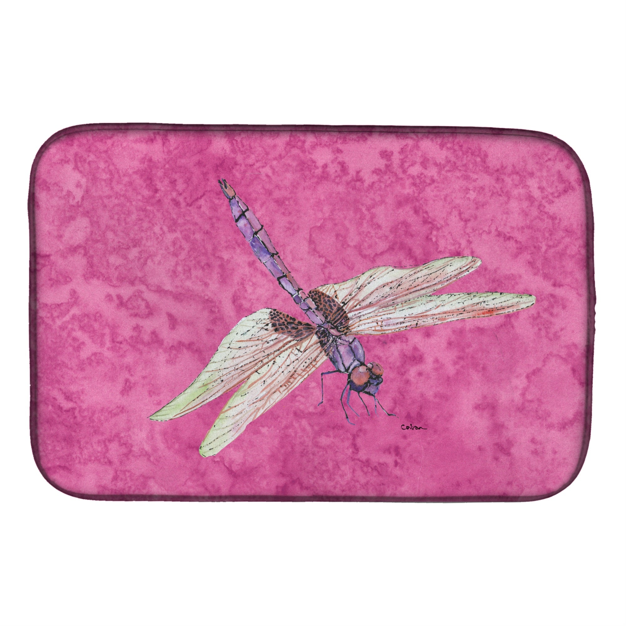 'Caroline'S Treasures Dragonfly On Pink Dish Drying Mat, 14'''' X 21'''', Multicolor''
