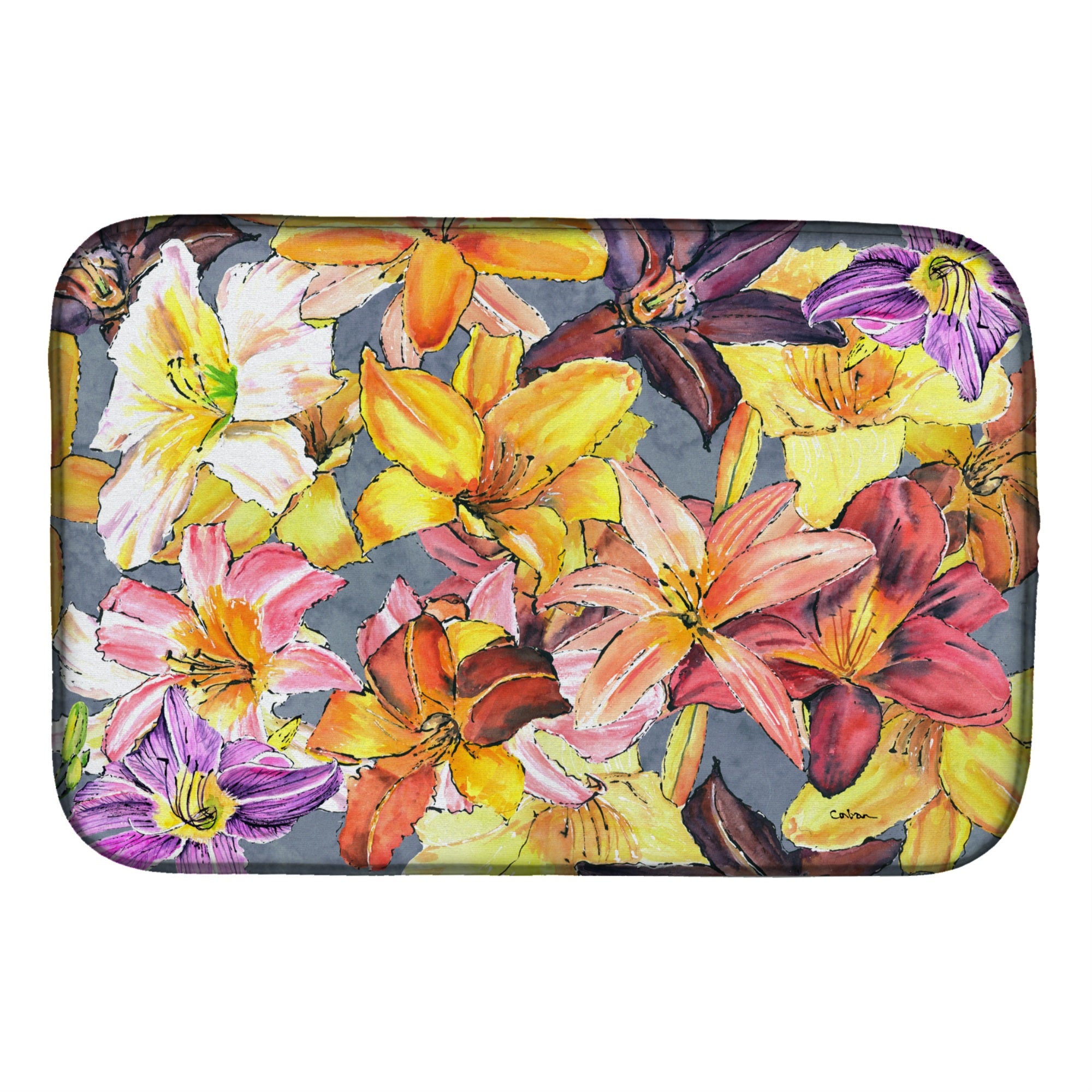 'Caroline'S Treasures Day Lillies Dish Drying Mat, 14'''' X 21'''', Multicolor''