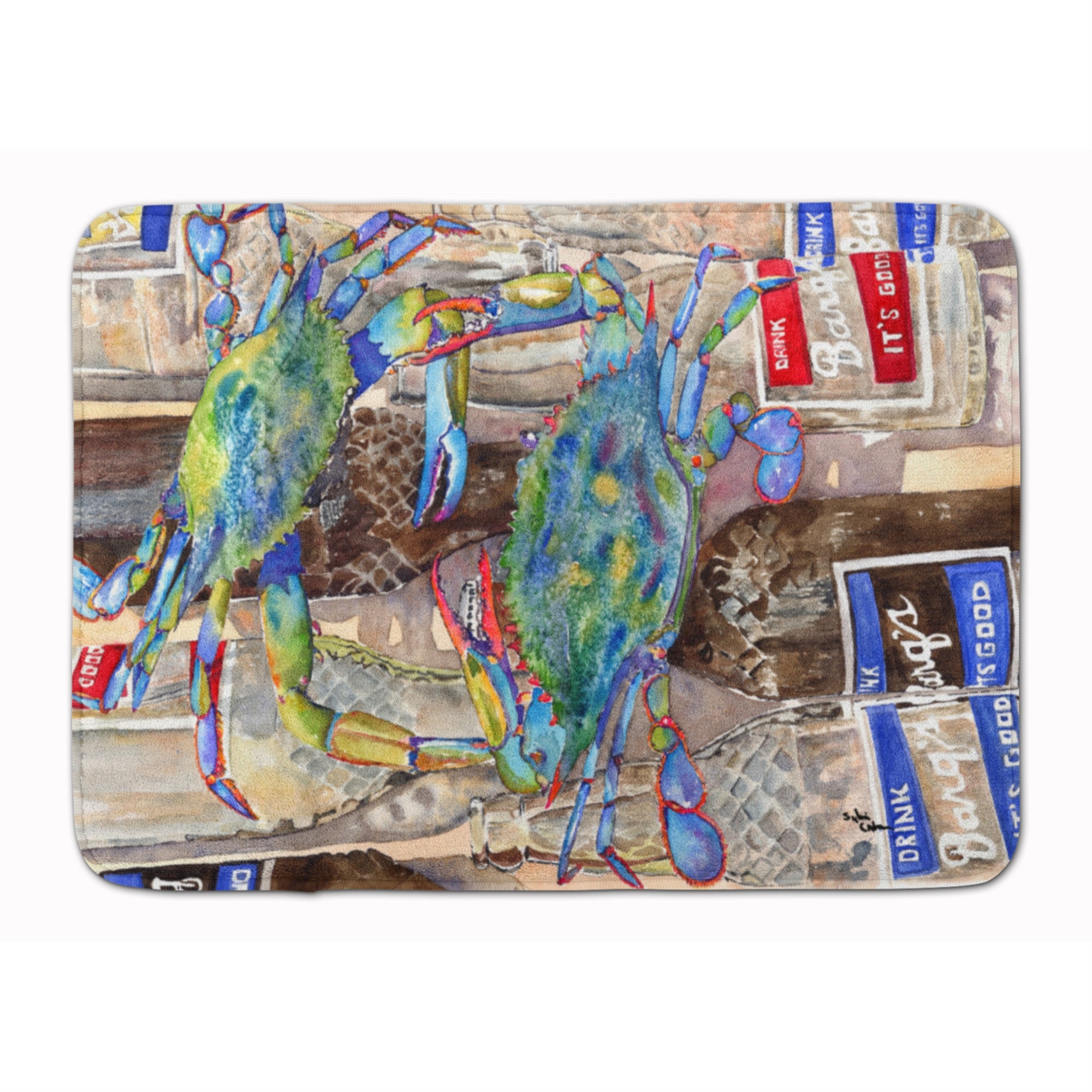 'Caroline'S Treasures Blue Crabby Bottles Of Barqs Rootbeer Floor Mat, 19'''' X 27'''', Multicolor''