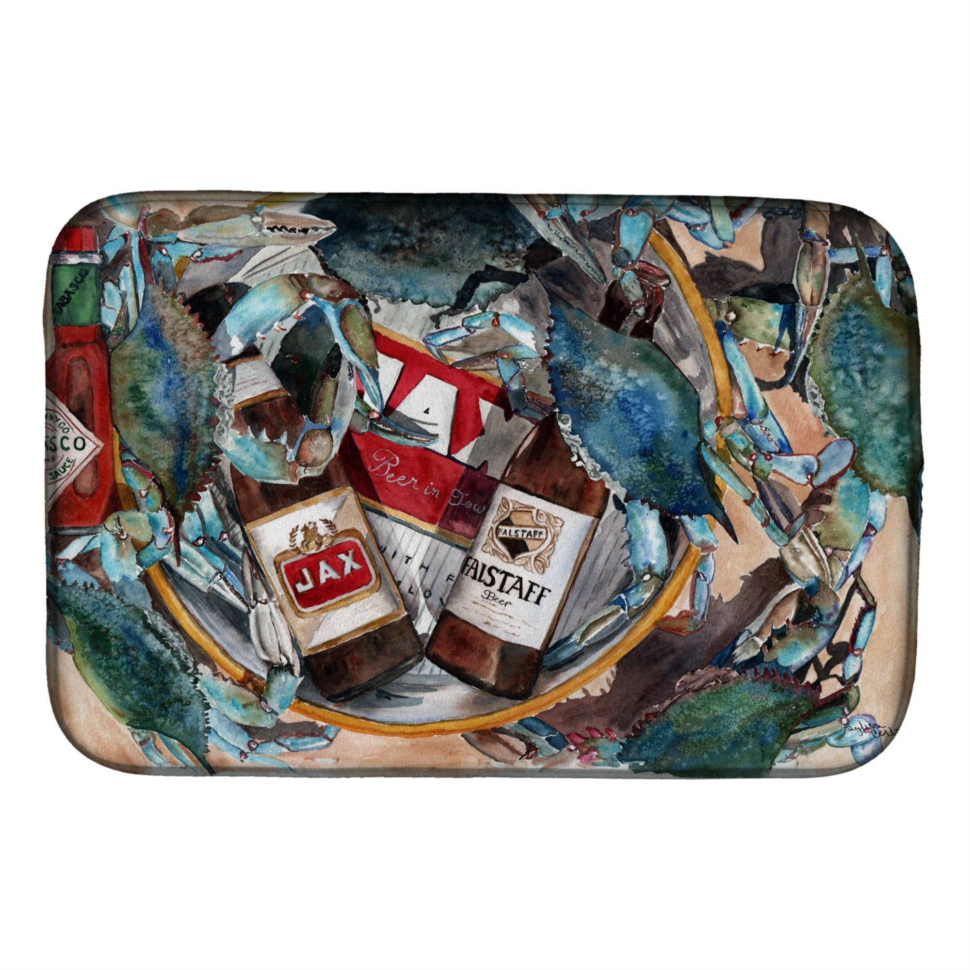 'Caroline'S Treasures New Orleans Beers And Crabs Dish Drying Mat, 14 X 21, Multicolor''