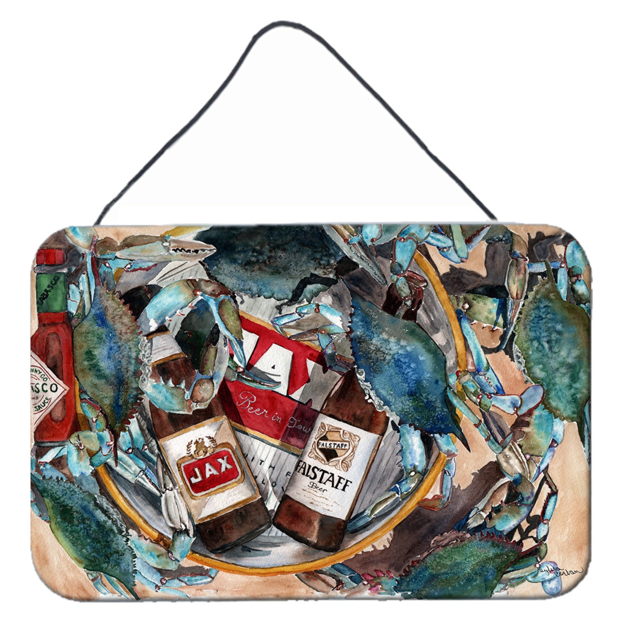 'Caroline'S Treasures 8919Ds812 New Orleans Beers And Crabs Wall Or Door Hanging Prints, 8 X 12'''', Multicolor''