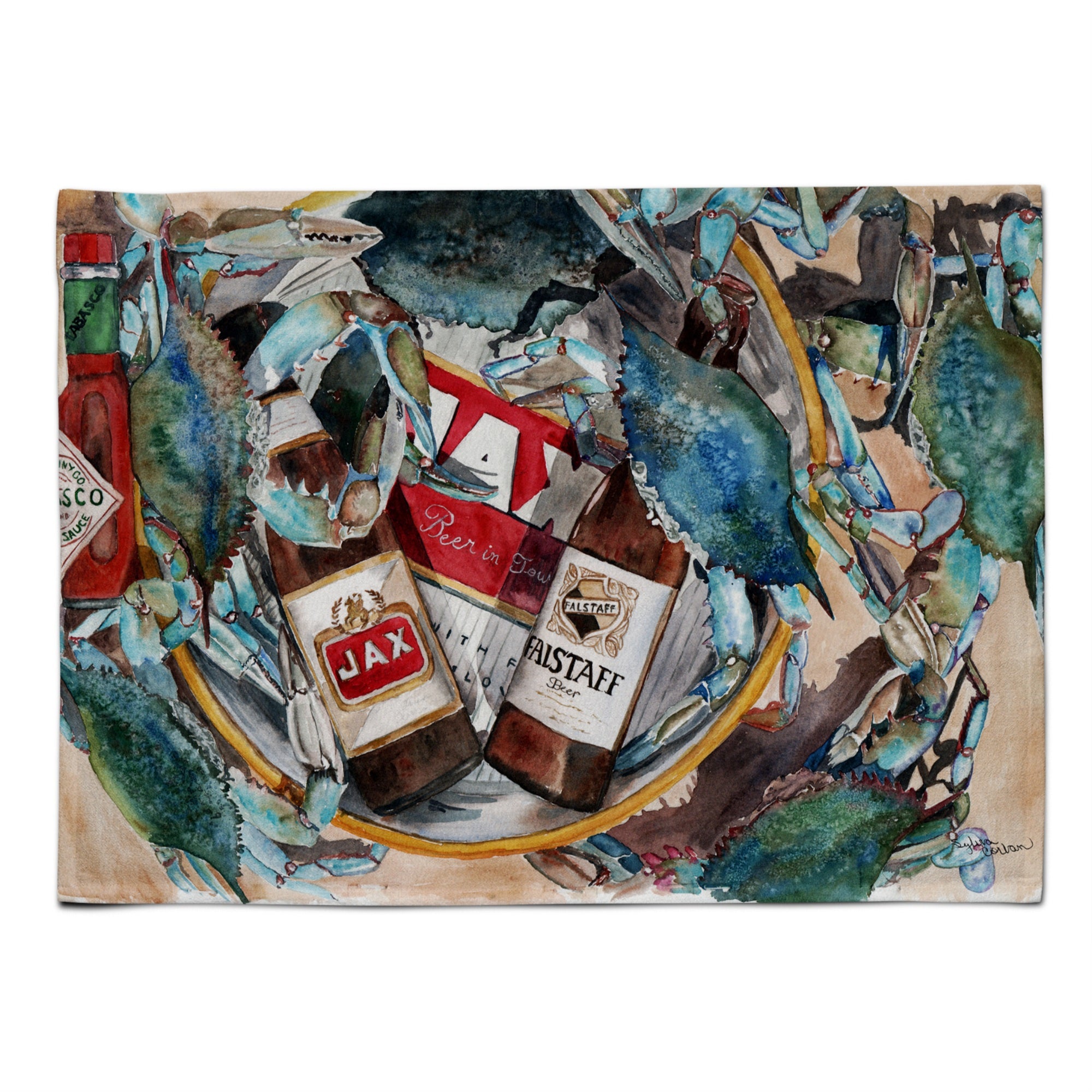 'Caroline'S Treasures 8919Plmt New Orleans Beers And Crabs Fabric Placemat, Multicolor''