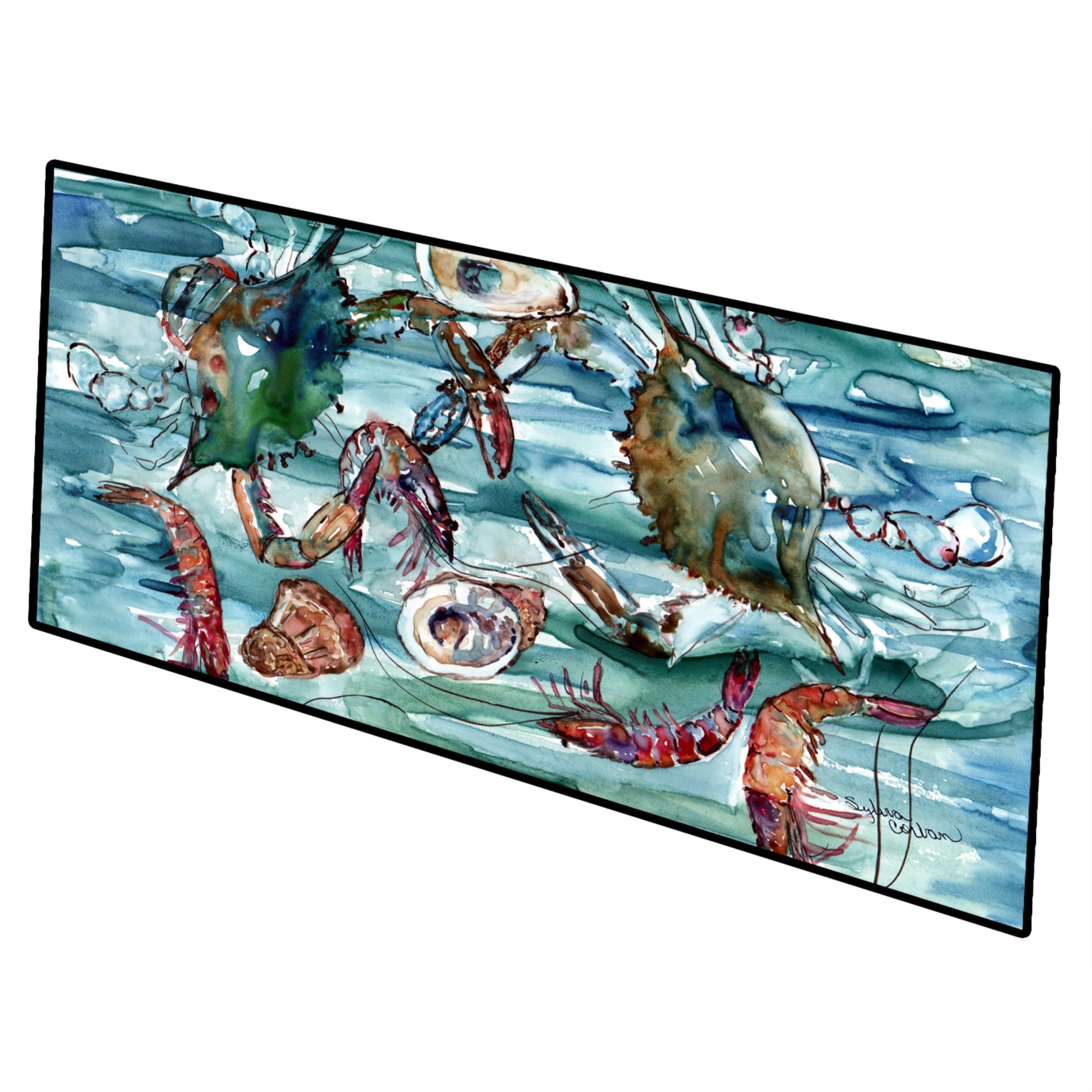'Crabs, Shrimp And Oysters In Water Indoor Or Outdoor Runner Mat 28X58 8944Hrm2858''