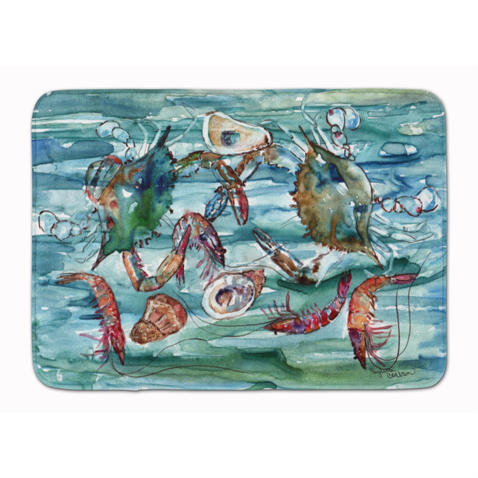 'Caroline'S Treasures Crabs, Shrimp And Oysters In Water Floor Mat, 19'''' X 27'''', Multicolor''