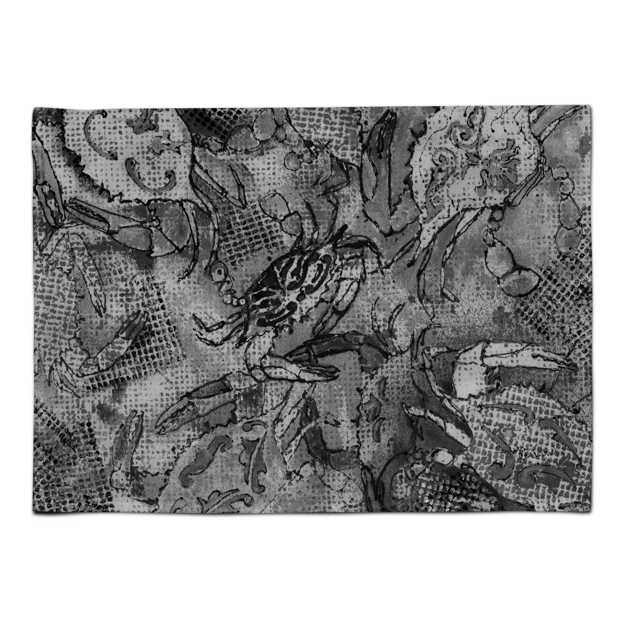 'Caroline'S Treasures 8953Plmt Grey Canvas Abstract Crabs Fabric Placemat, Multicolor''