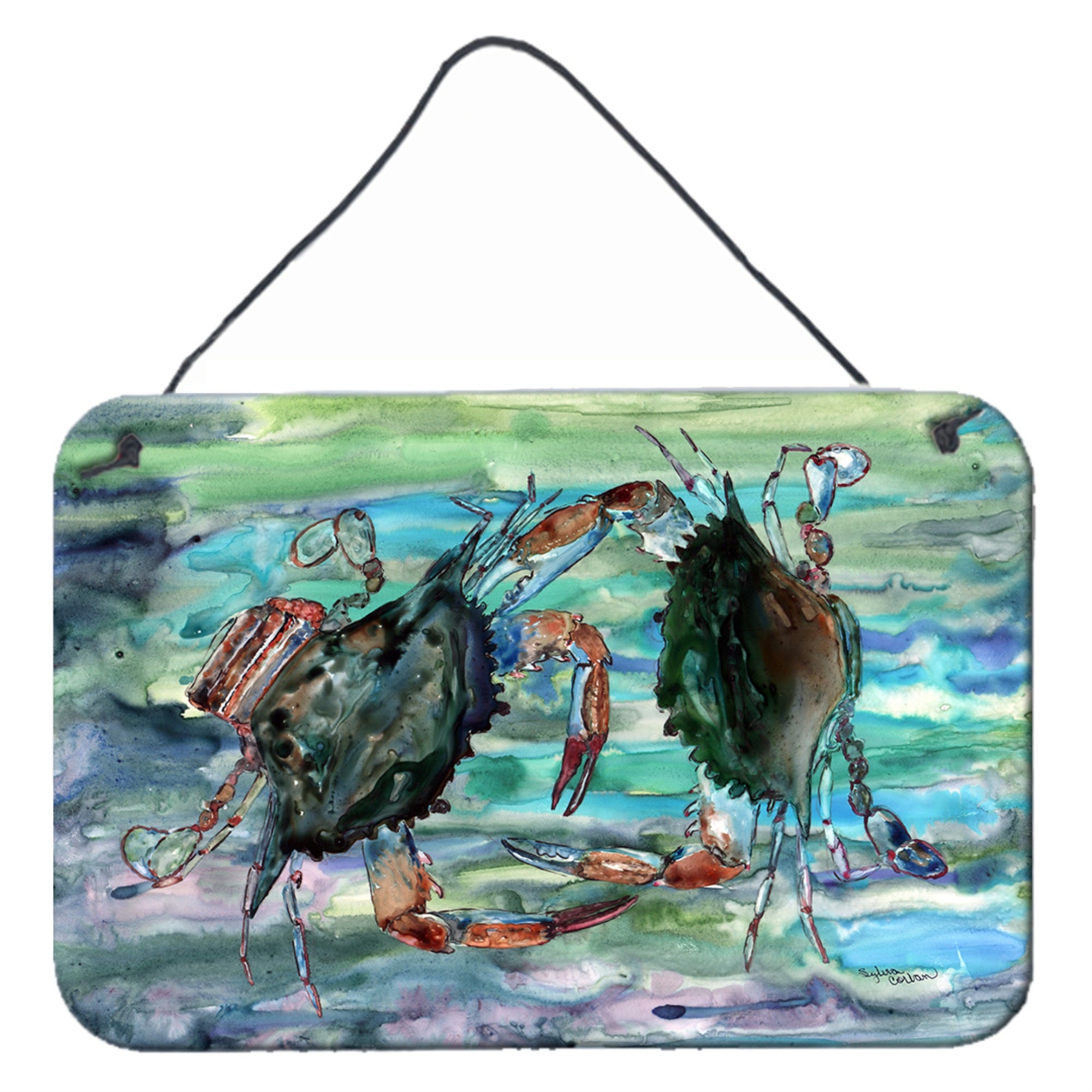 'Caroline'S Treasures 8954Ds812 Watery Teal And Purple Crabs Wall Or Door Hanging Prints, 8 X 12'''', Multicolor''