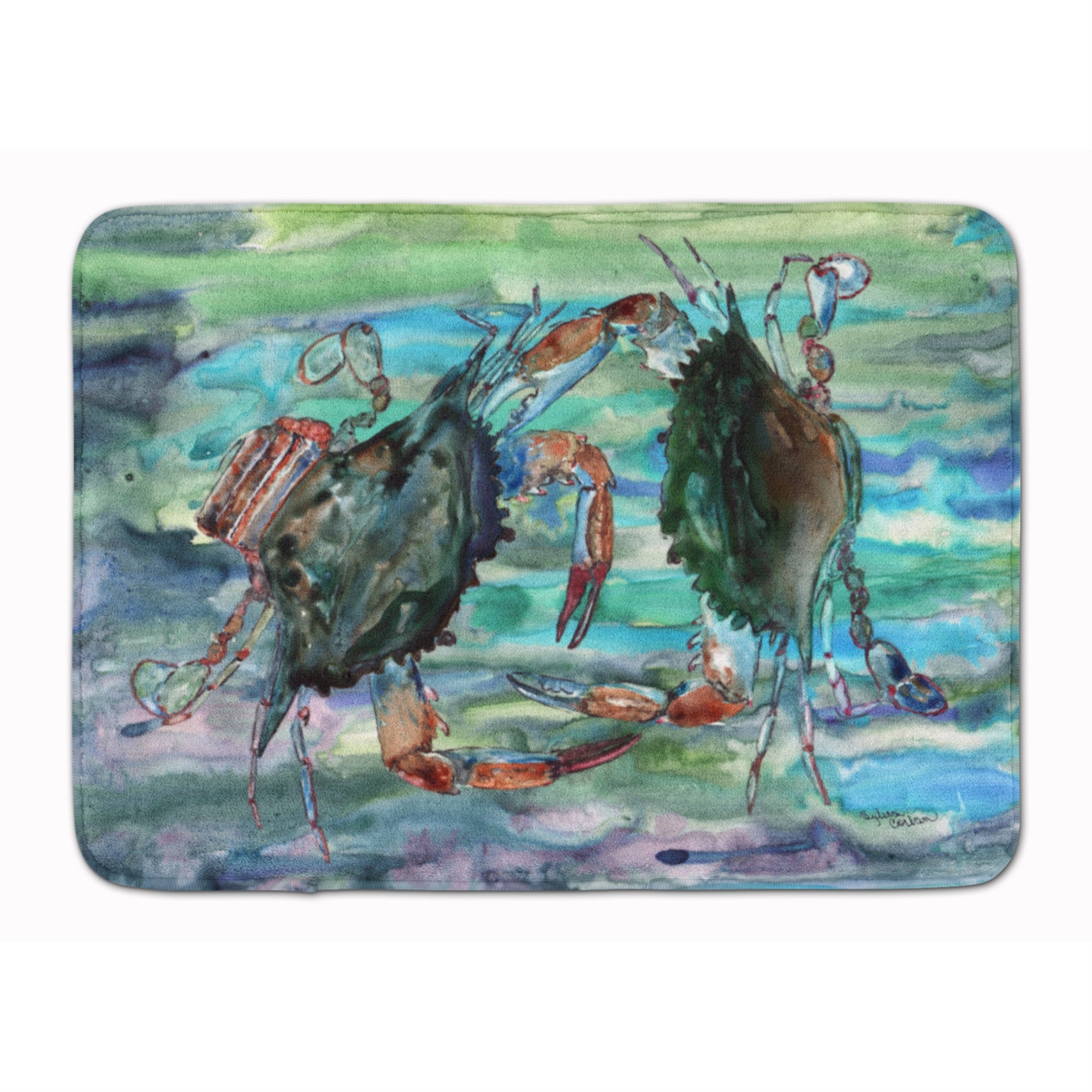 'Caroline'S Treasures Watery Teal And Purple Crabs Floor Mat, 19'''' X 27'''', Multicolor''