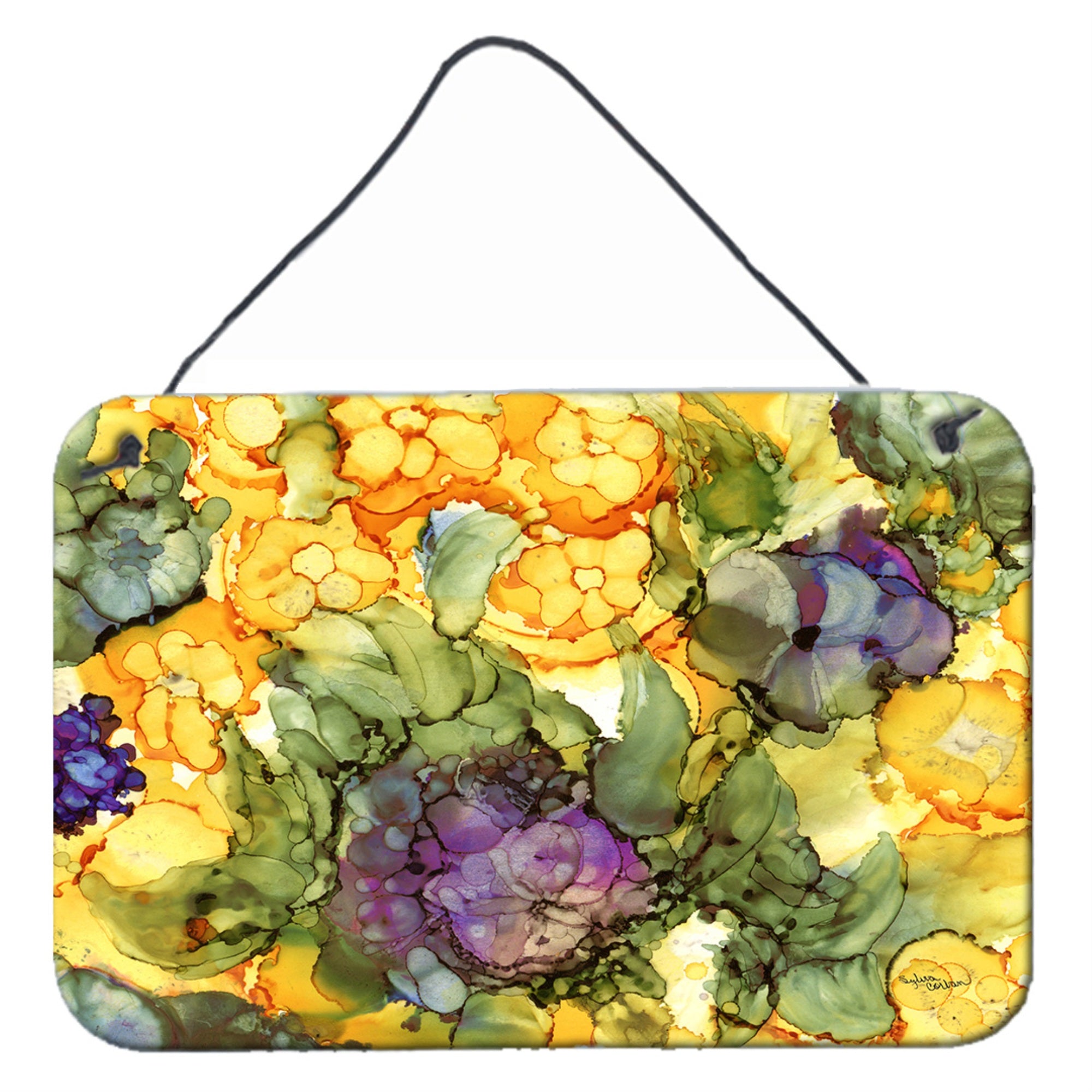 'Caroline'S Treasures Abstract Flowers Purple And Yellow Wall Or Door Hanging Prints 8958Ds812, 8''''H X 12''''W, Multicolor''