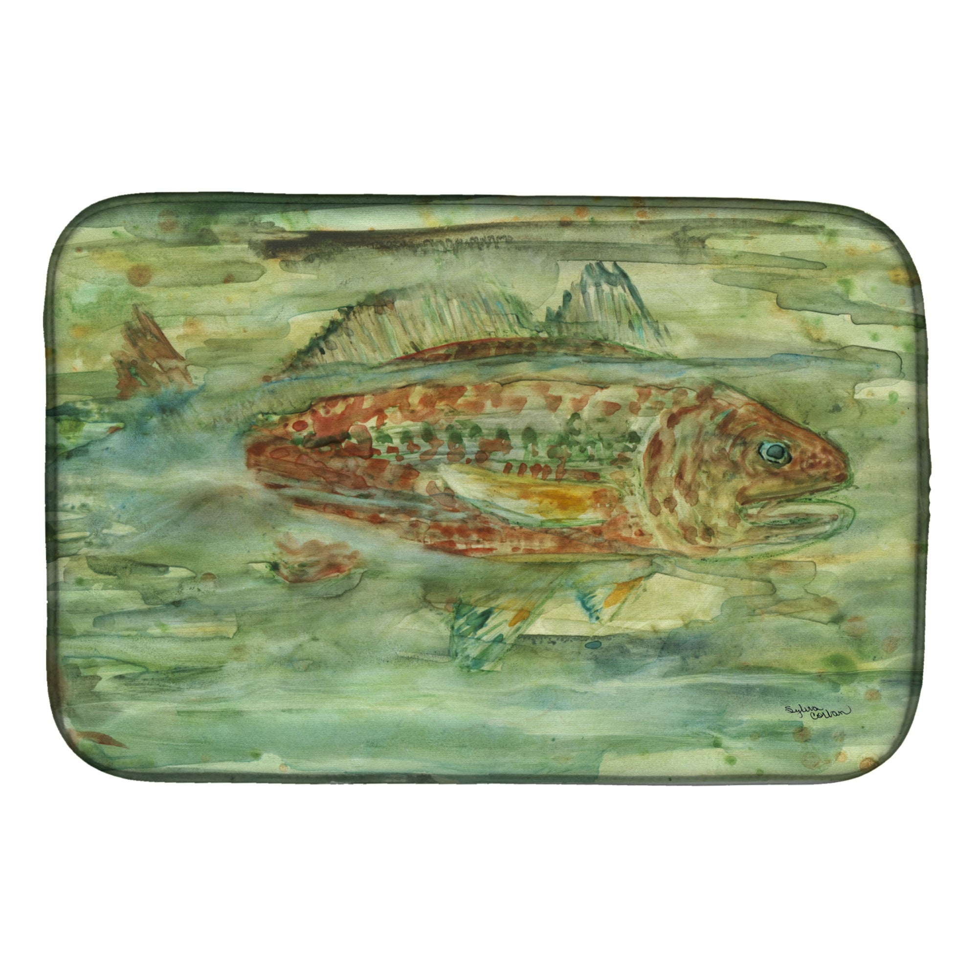 'Caroline'S Treasures Abstract Red Fish Dish Drying Mat, 14'''' X 21'''', Multicolor''