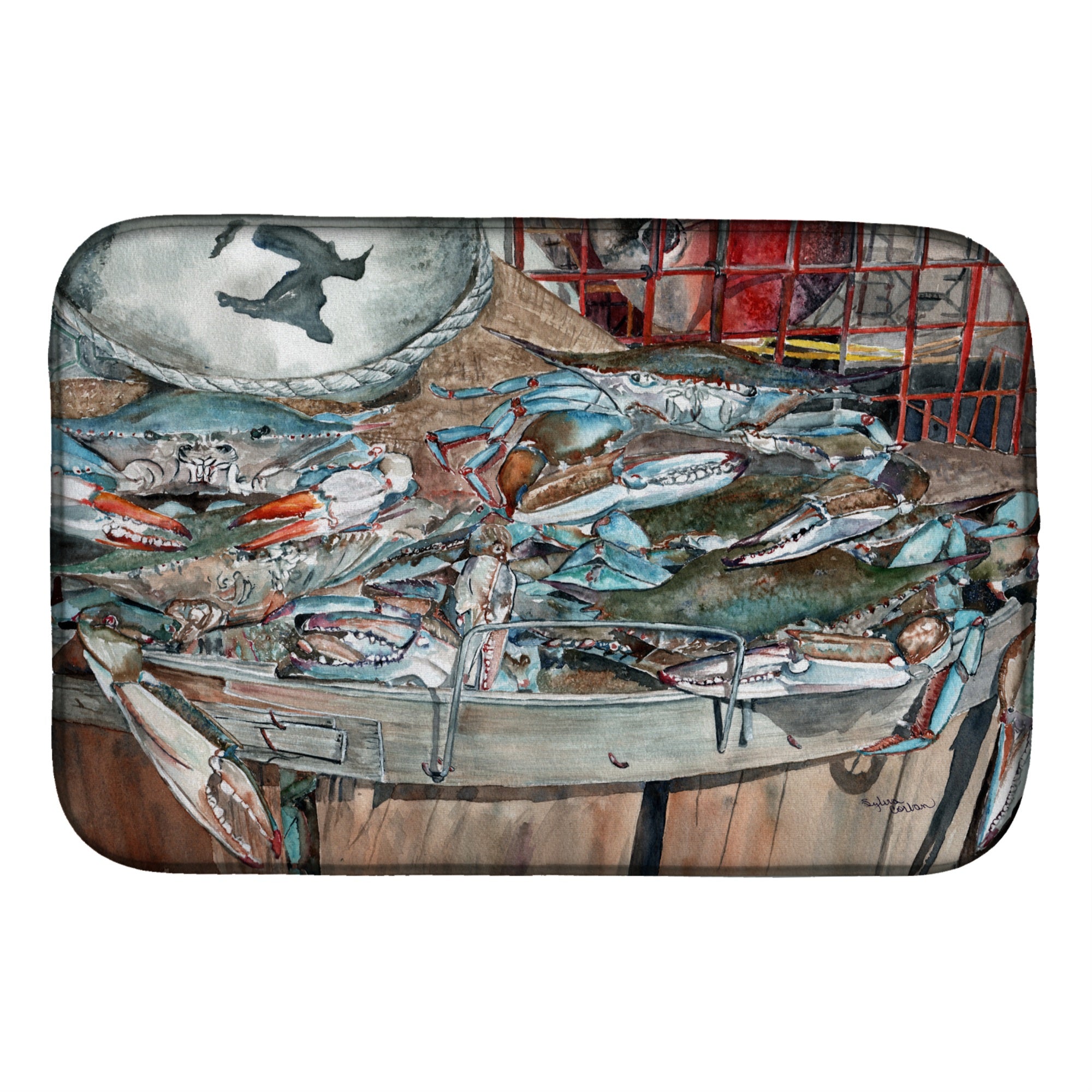'Caroline'S Treasures Basket Full Of Blue Crabs Dish Drying Mat, 14'''' X 21'''', Multicolor''