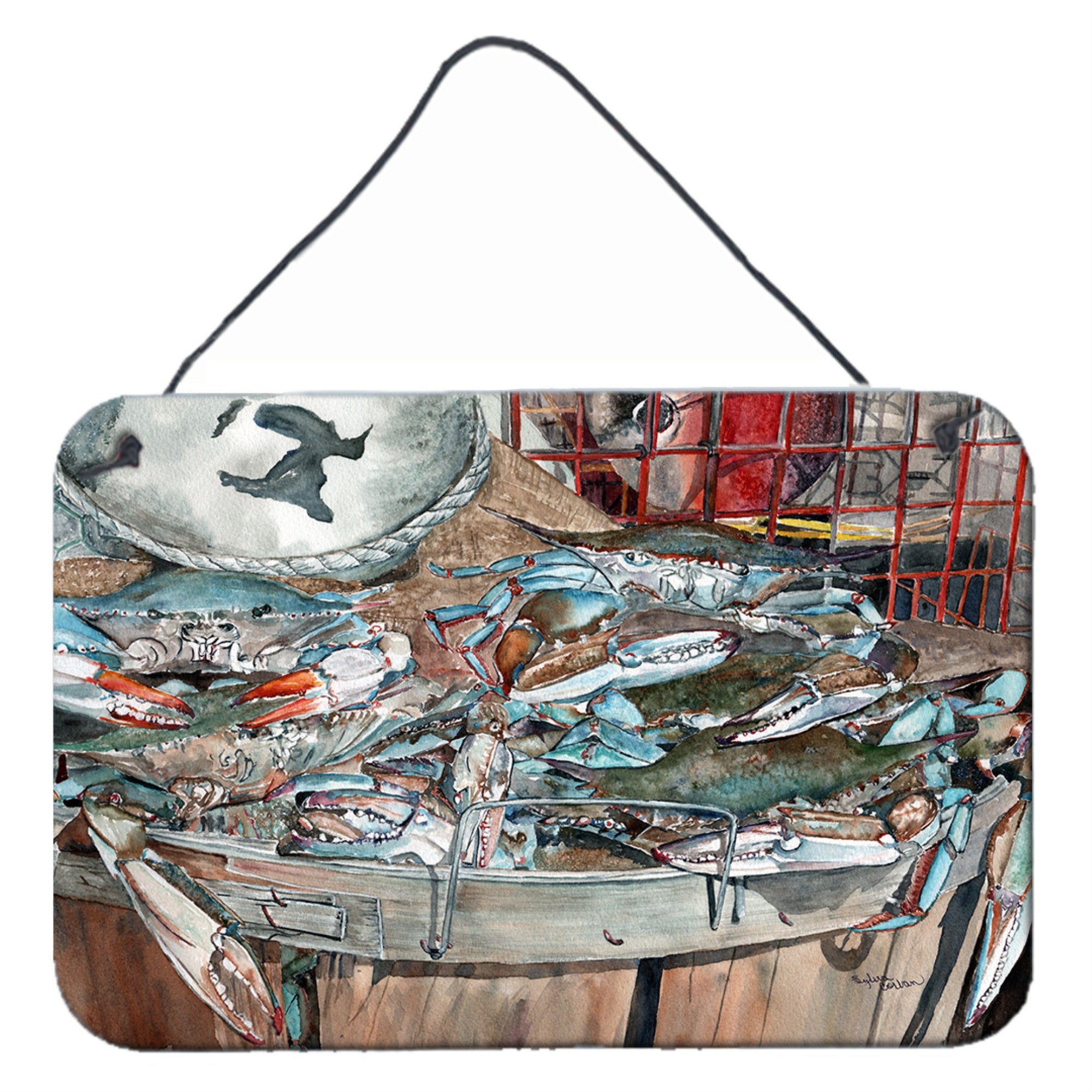'Caroline'S Treasures Basket Full Of Blue Crabs Wall Or Door Hanging Prints 8961Ds812, 8''''H X 12''''W, Multicolor''