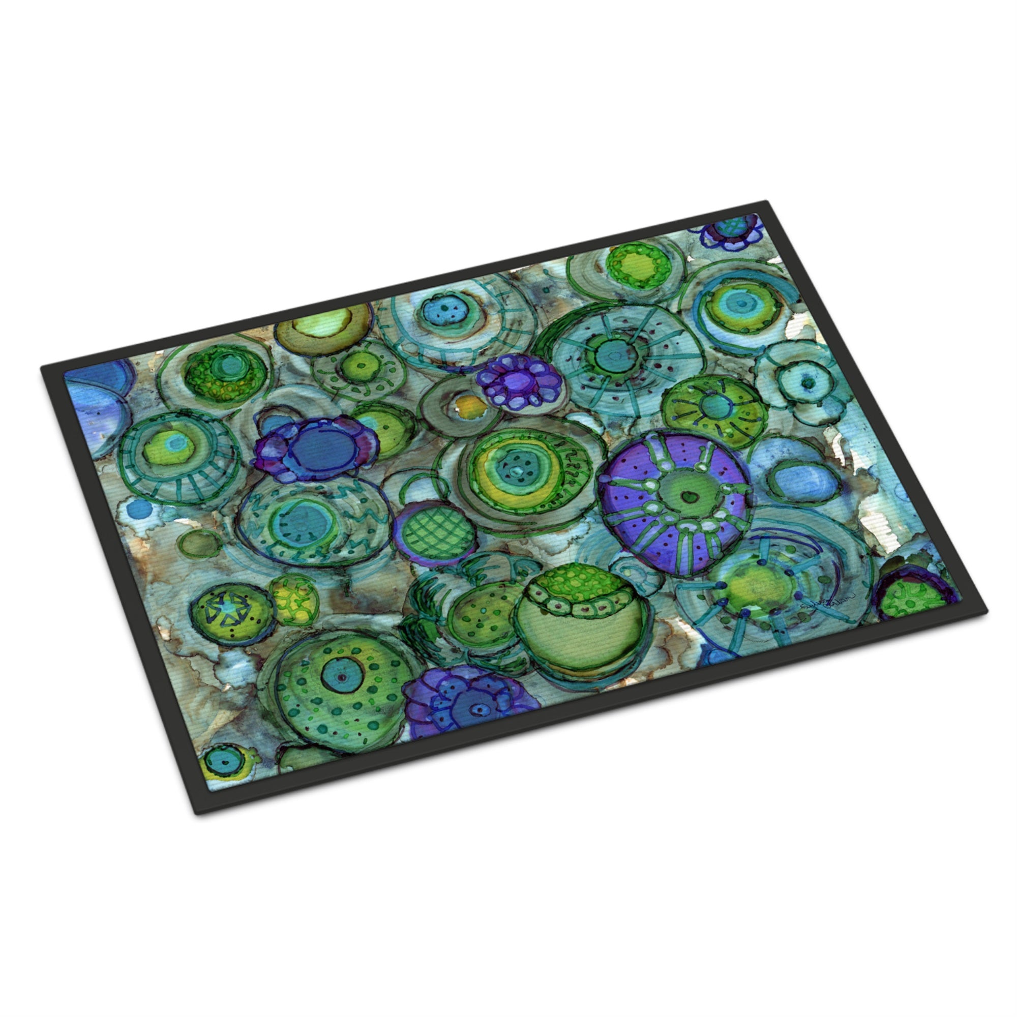 'Caroline'S Treasures Abstract In Blues And Greens Indoor Or Outdoor Mat 24X36 8962Jmat, 24''''H X 36''''W, Multicolor''