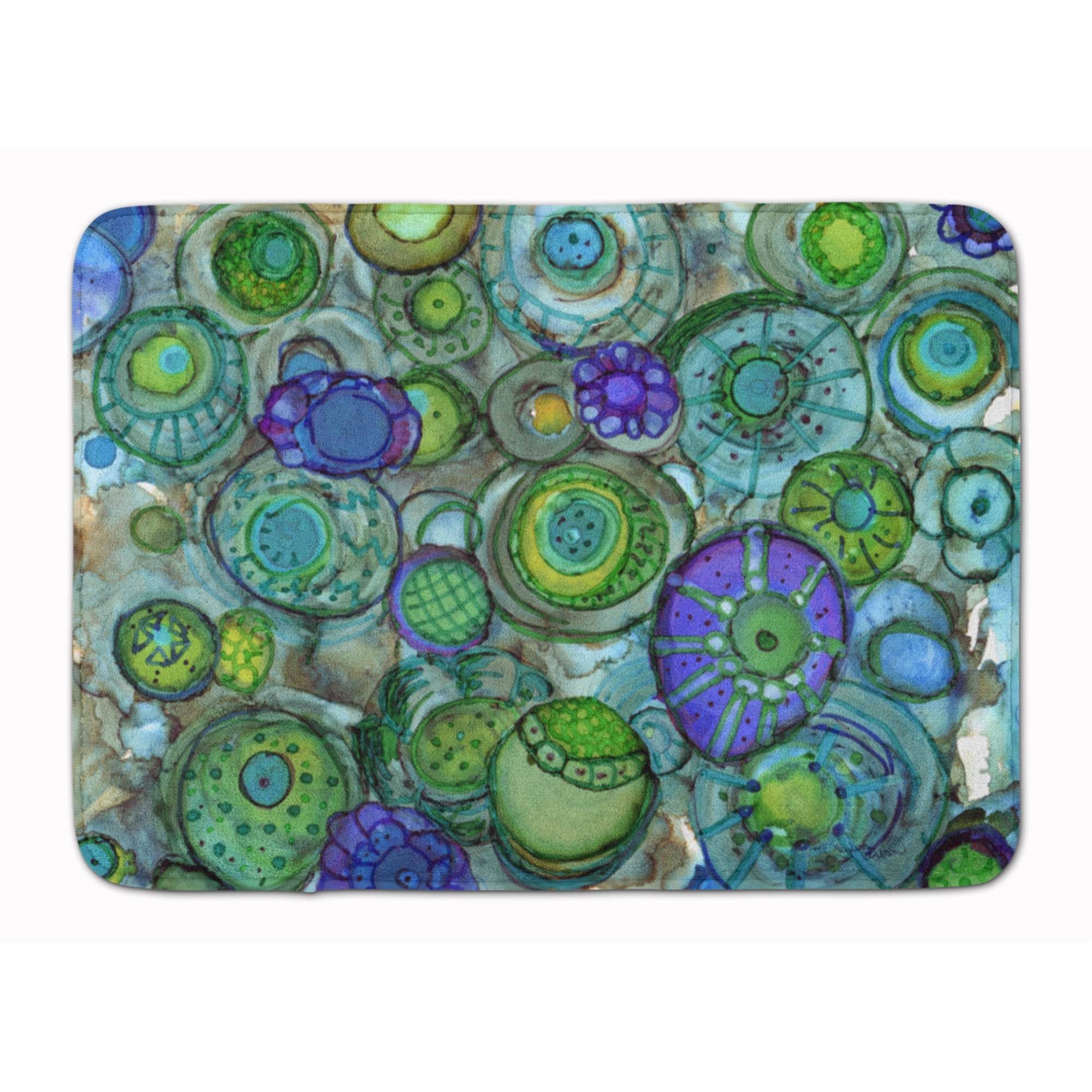 'Caroline'S Treasures Abstract In Blues And Greens Floor Mat, 19'''' X 27'''', Multicolor''