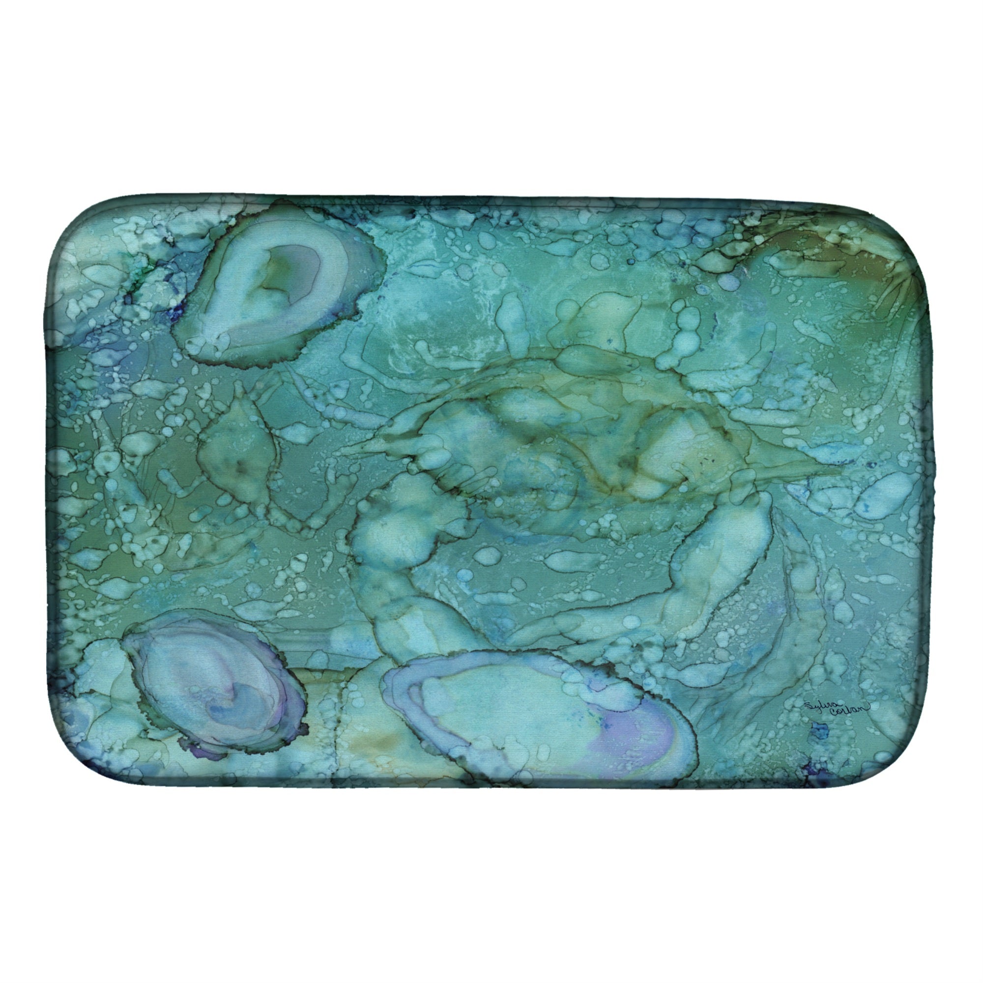 'Caroline'S Treasures Abstract Crabs And Oysters Dish Drying Mat, 14'''' X 21'''', Multicolor''