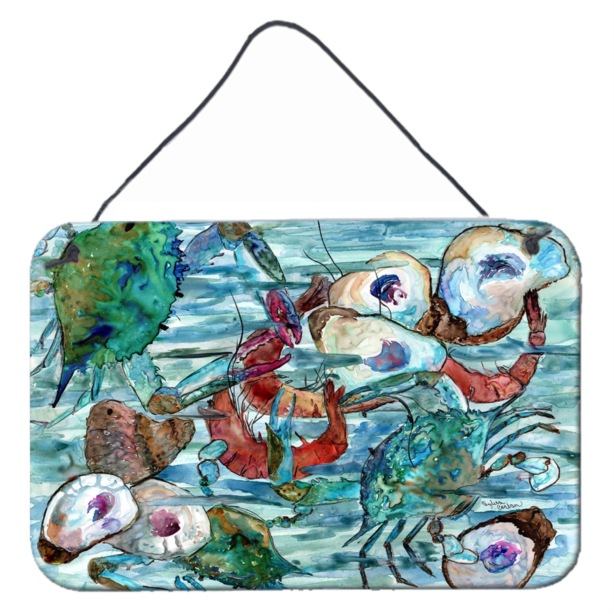 'Caroline'S Treasures Watery Shrimp, Crabs And Oysters Wall Or Door Hanging Prints 8964Ds812, 8''''H X 12''''W, Multicolor''