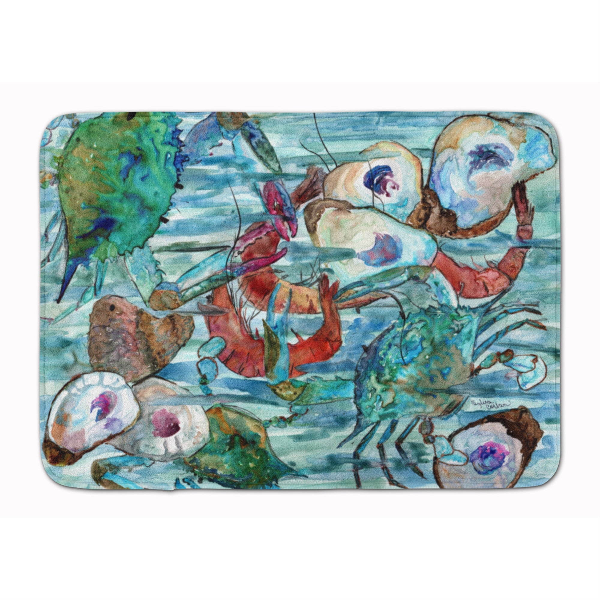 'Caroline'S Treasures Watery Shrimp, Crabs And Oysters Floor Mat, 19'''' X 27'''', Multicolor''