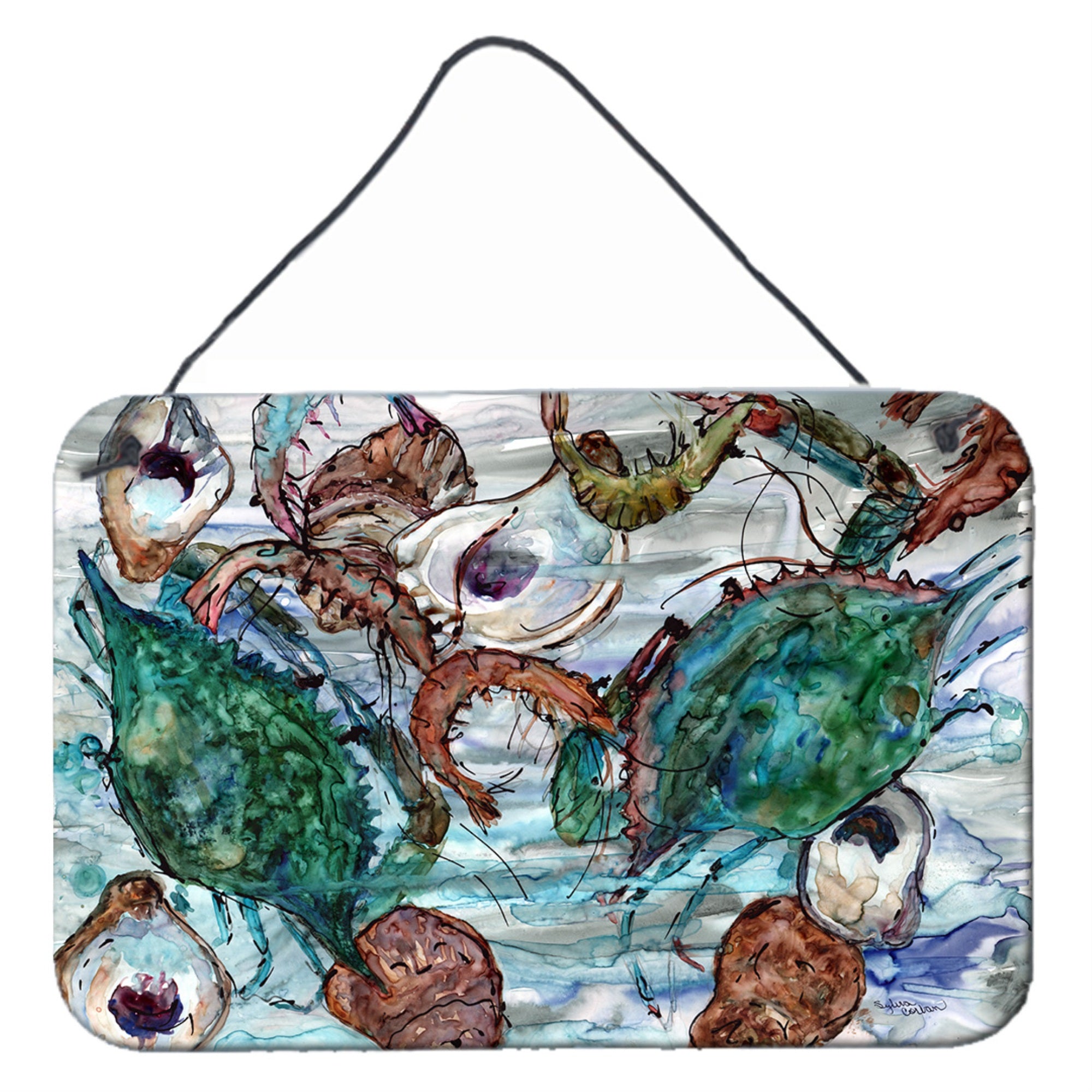 'Caroline'S Treasures Shrimp, Crabs And Oysters In Water Wall Or Door Hanging Prints 8965Ds812, 8''''H X 12''''W, Multicolor''