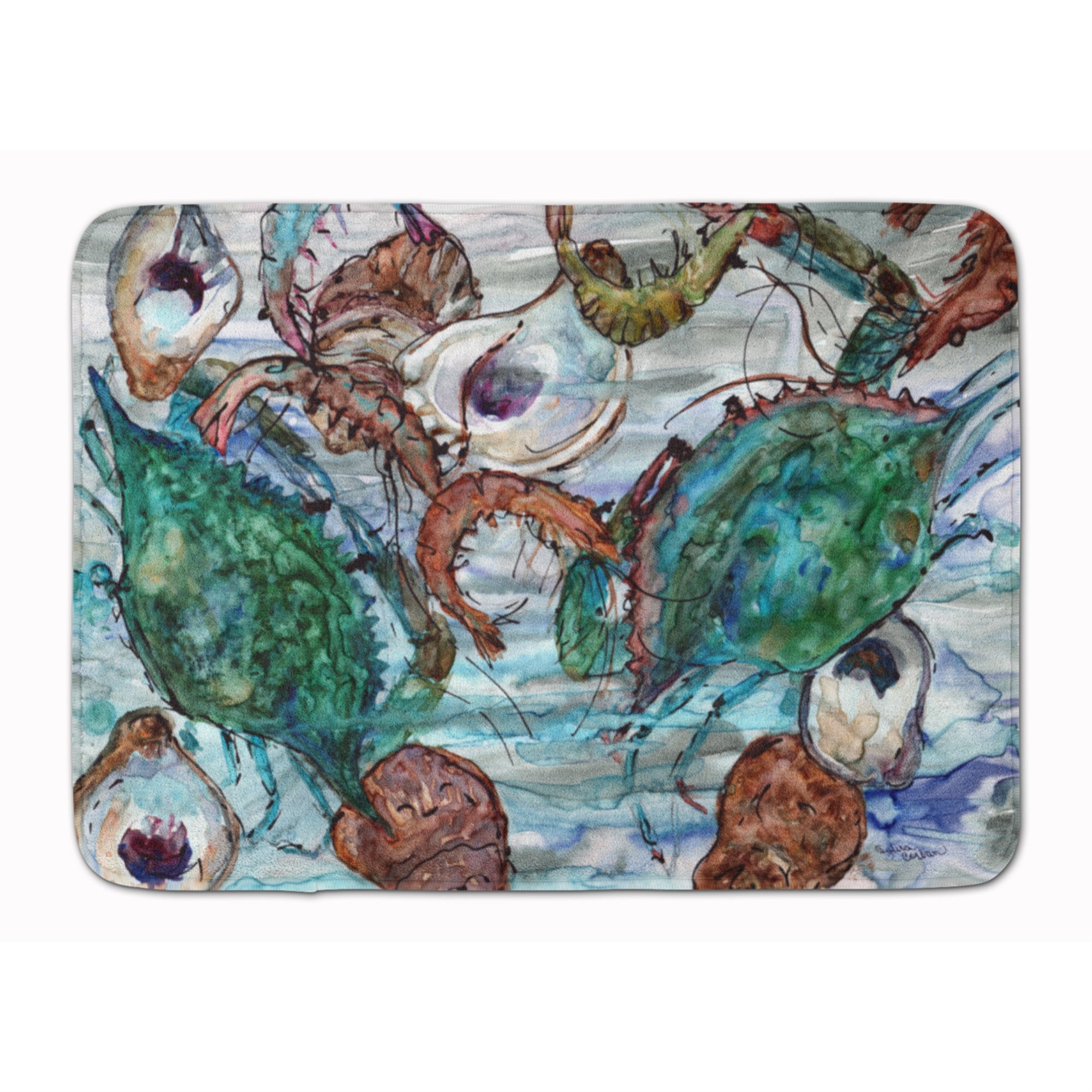 'Caroline'S Treasures Shrimp, Crabs And Oysters In Water Floor Mat, 19'''' X 27'''', Multicolor''