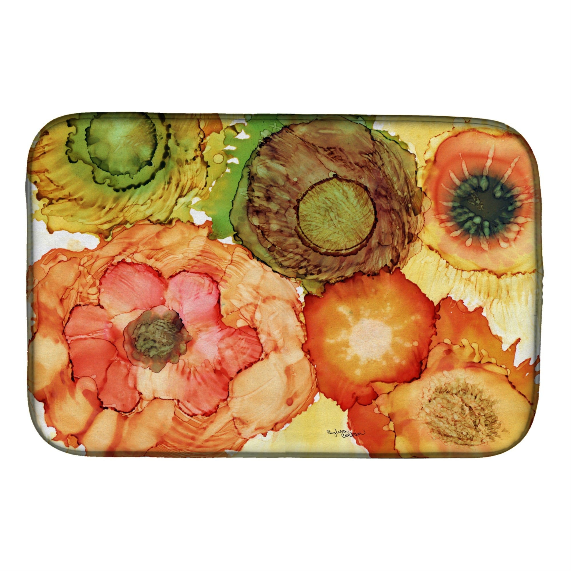 'Caroline'S Treasures Abstract Flowers Blossoms Dish Drying Mat, 14 X 21, Multicolor''