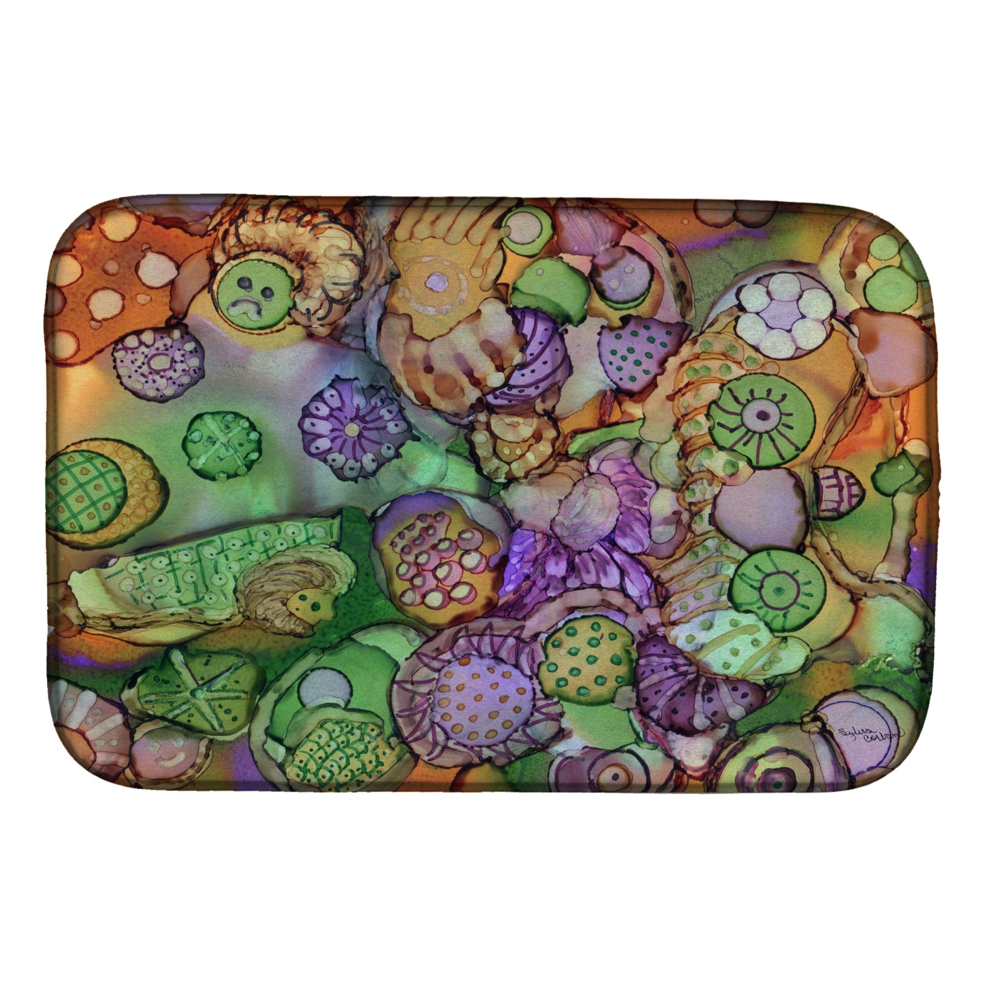 'Caroline'S Treasures Abstract In Purple Green And Orange Dish Drying Mat, 14'''' X 21'''', Multicolor''