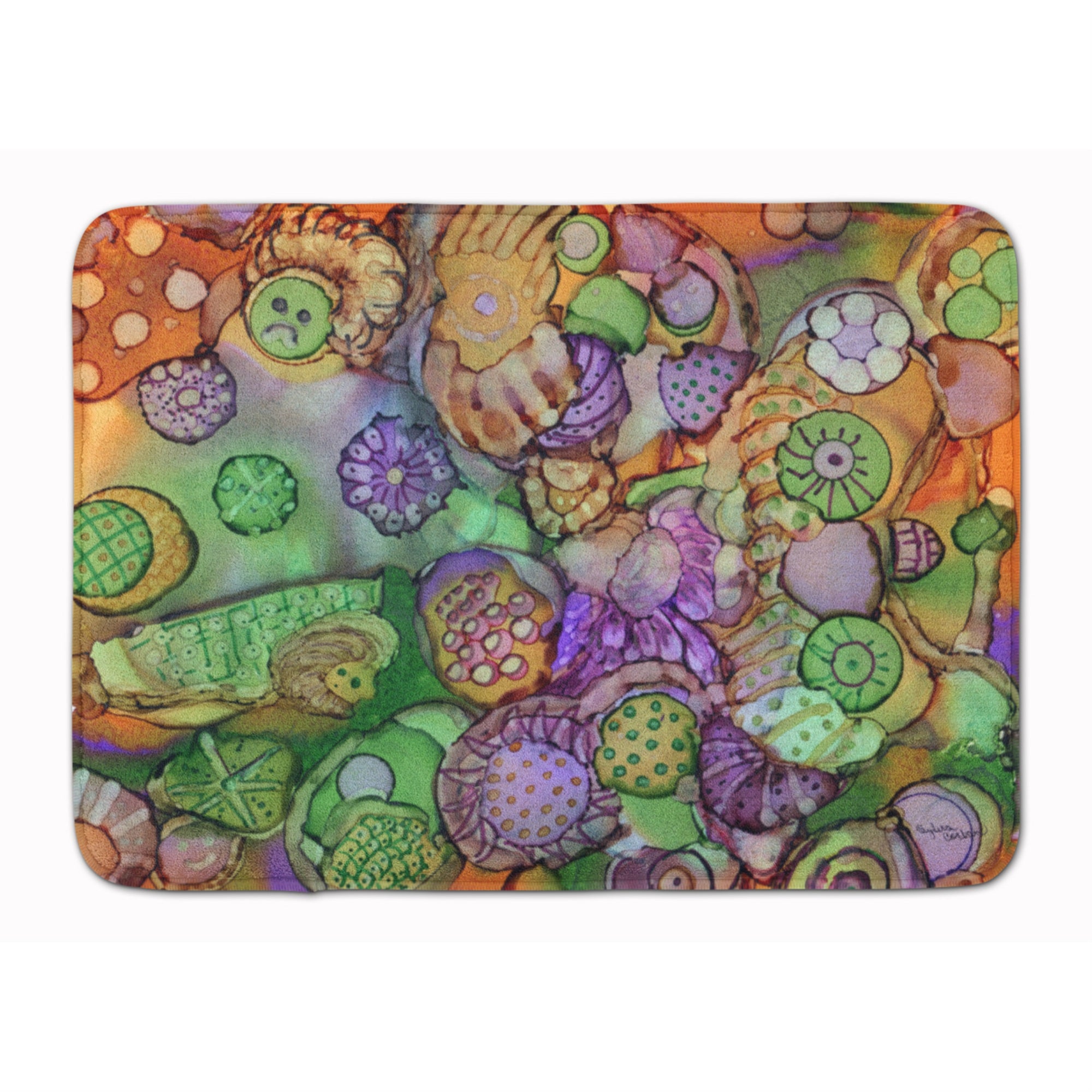 'Caroline'S Treasures Abstract In Purple Green And Orange Floor Mat, 19'''' X 27'''', Multicolor''