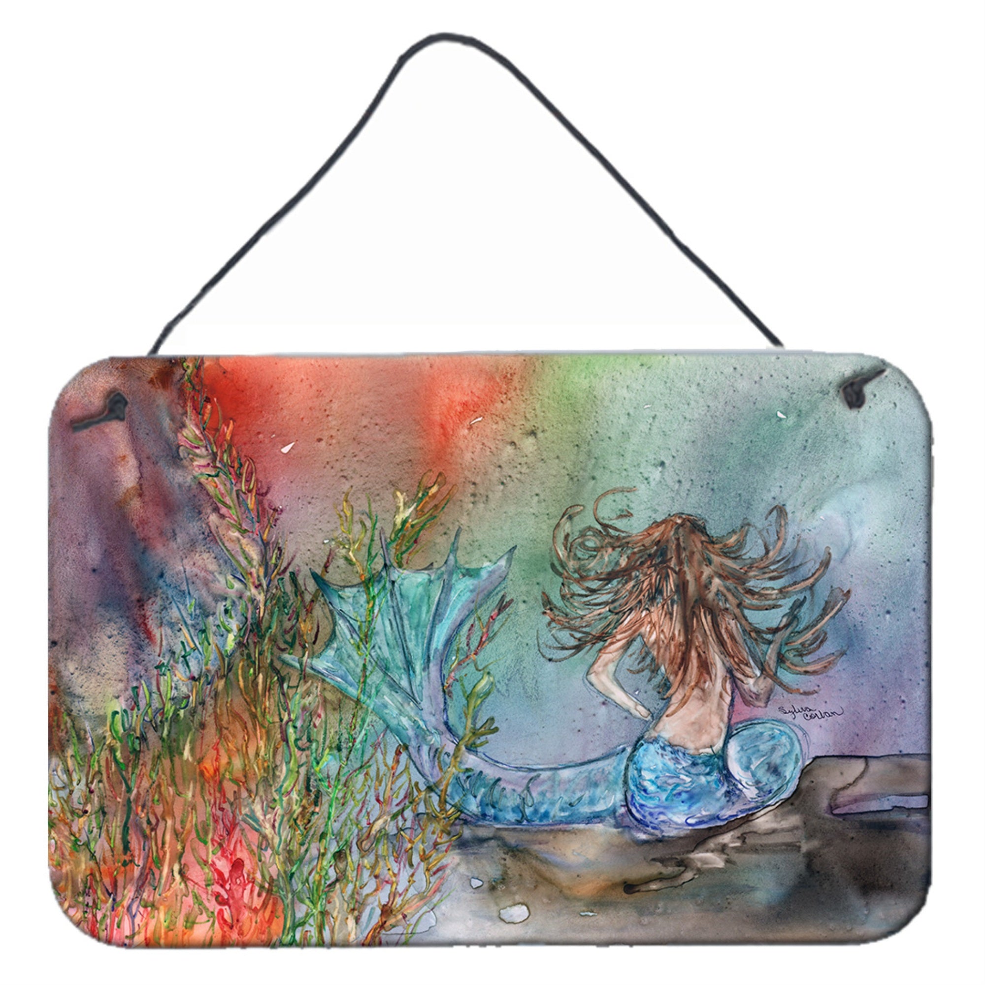 'Caroline'S Treasures Brunette Mermaid Water Fantasy Wall Or Door Hanging Prints 8972Ds812, 8''''H X 12''''W, Multicolor''