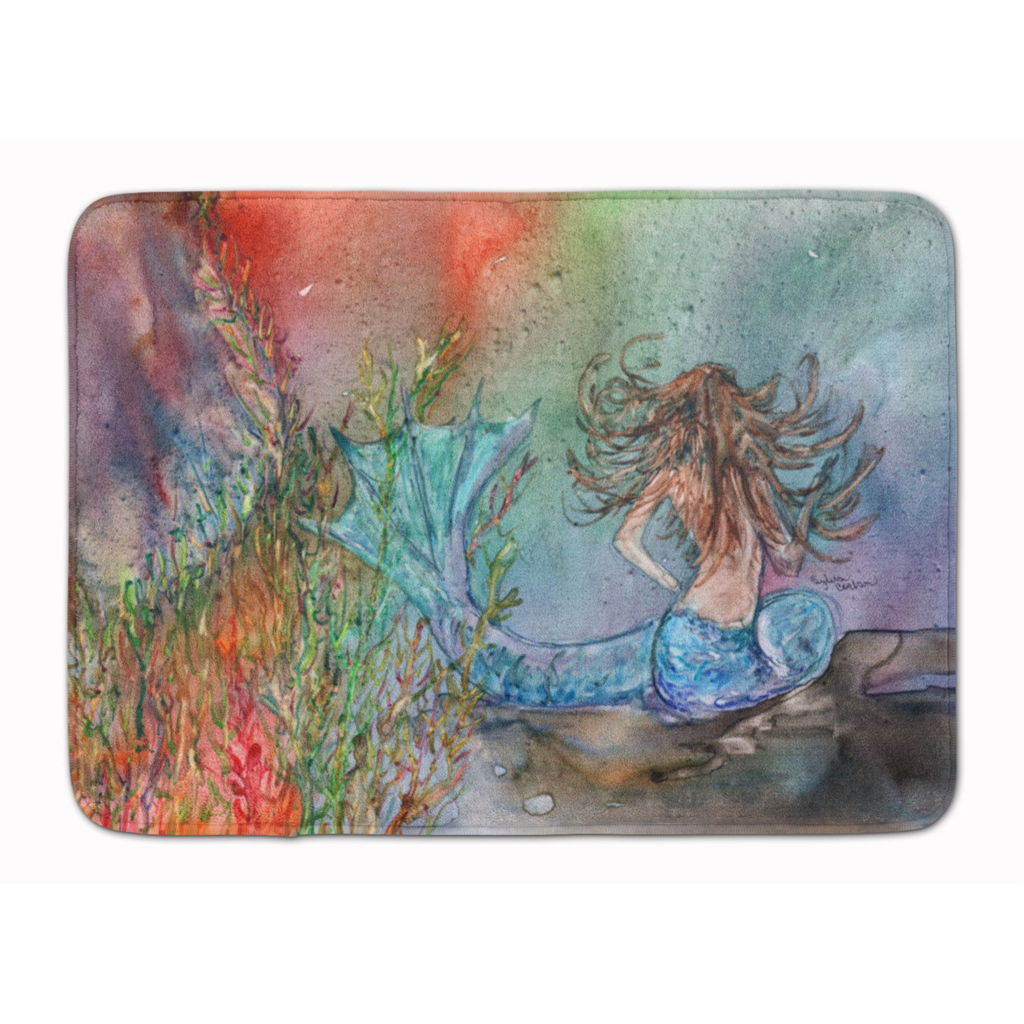 'Caroline'S Treasures Brunette Mermaid Water Fantasy Floor Mat, 19'''' X 27'''', Multicolor''