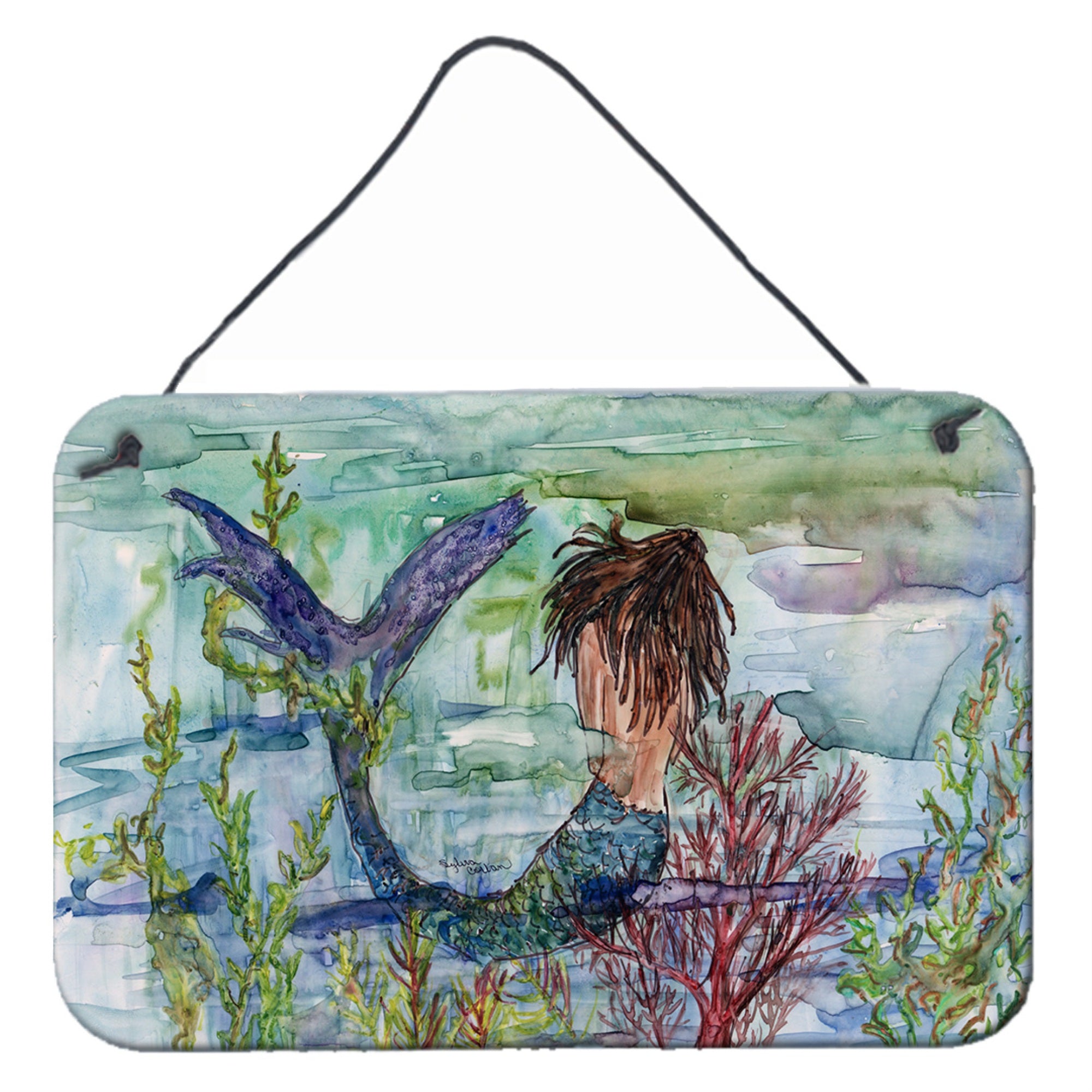 'Caroline'S Treasures Brunette Mermaid Coral Fantasy Wall Or Door Hanging Prints 8973Ds812, 8''''H X 12''''W, Multicolor''