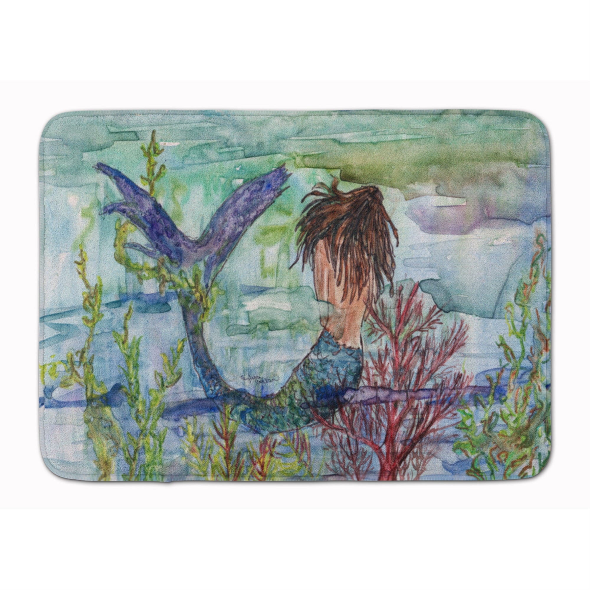 'Caroline'S Treasures Brunette Mermaid Coral Fantasy Floor Mat, 19'''' X 27'''', Multicolor''