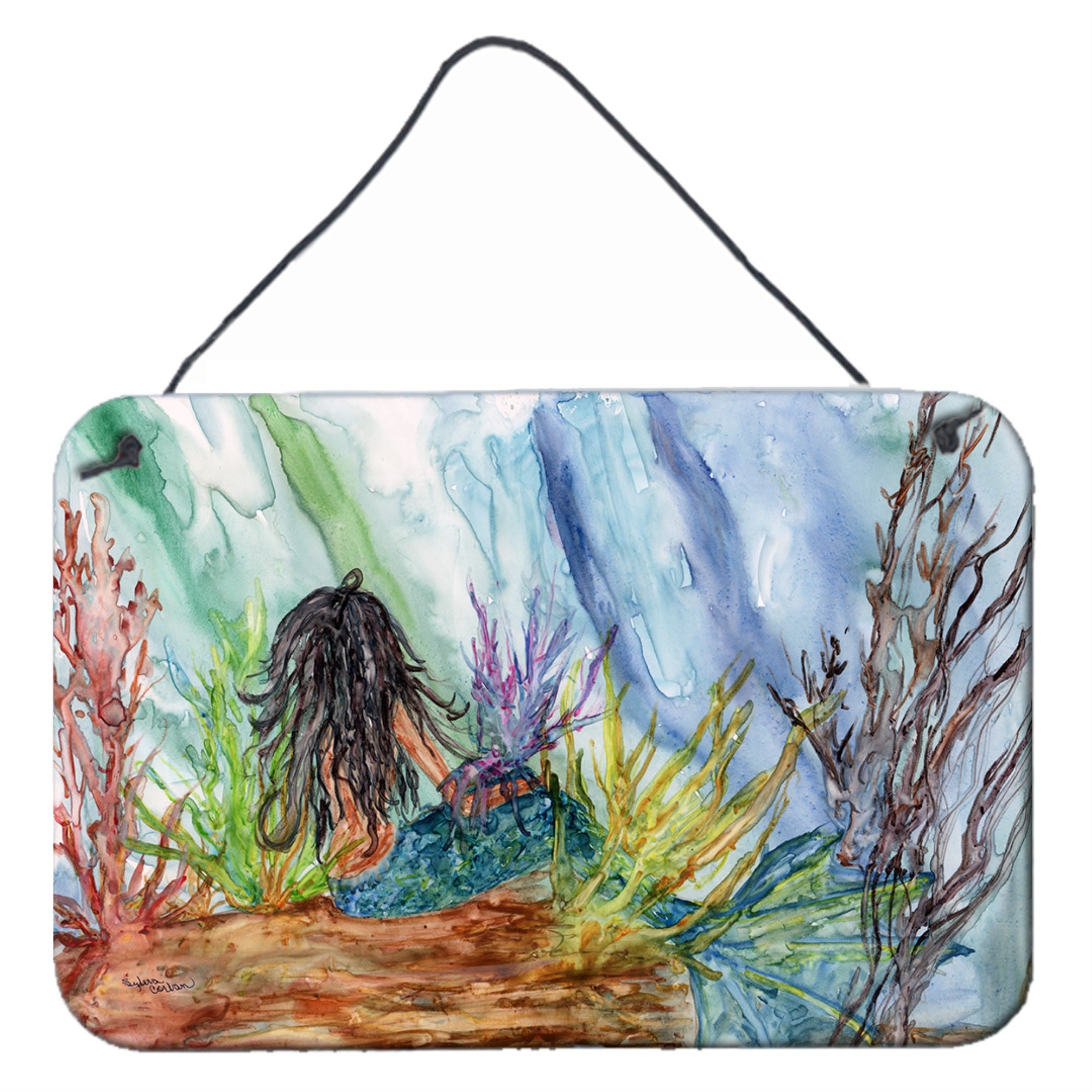 'Caroline'S Treasures Black Haired Mermaid Water Fantasy Wall Or Door Hanging Prints 8974Ds812, 8''''H X 12''''W, Multicolor''