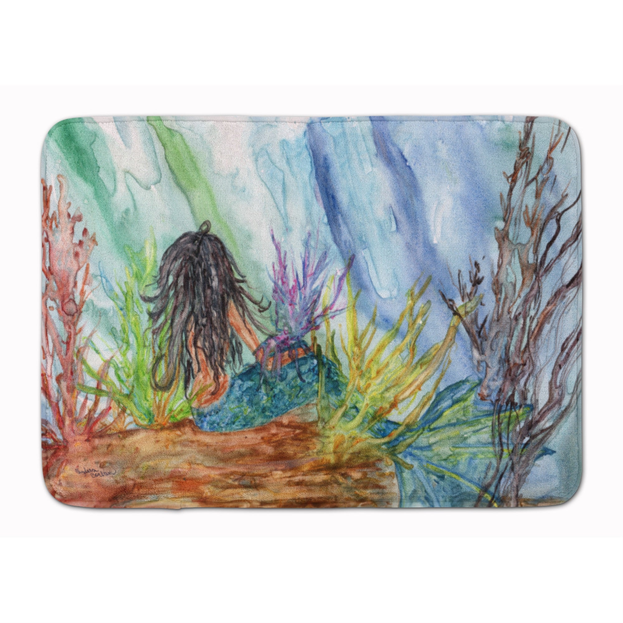 'Caroline'S Treasures Black Haired Mermaid Water Fantasy Floor Mat, 19'''' X 27'''', Multicolor''