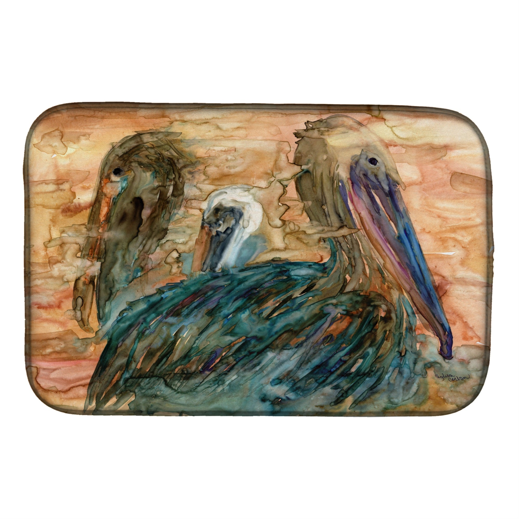 'Caroline'S Treasures Abstract Pelicans Dish Drying Mat, 14'''' X 21'''', Multicolor''