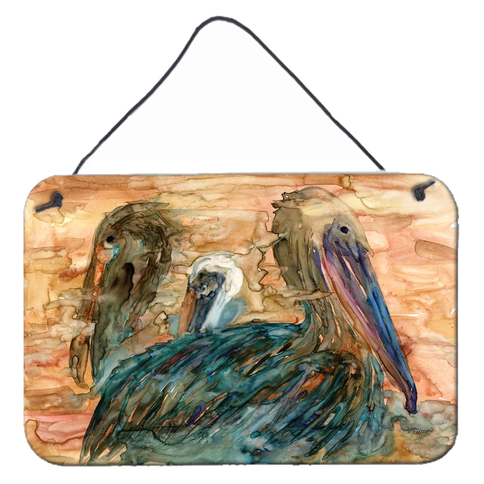 'Caroline'S Treasures Abstract Pelicans Wall Or Door Hanging Prints 8977Ds812, 8''''H X 12''''W, Multicolor''