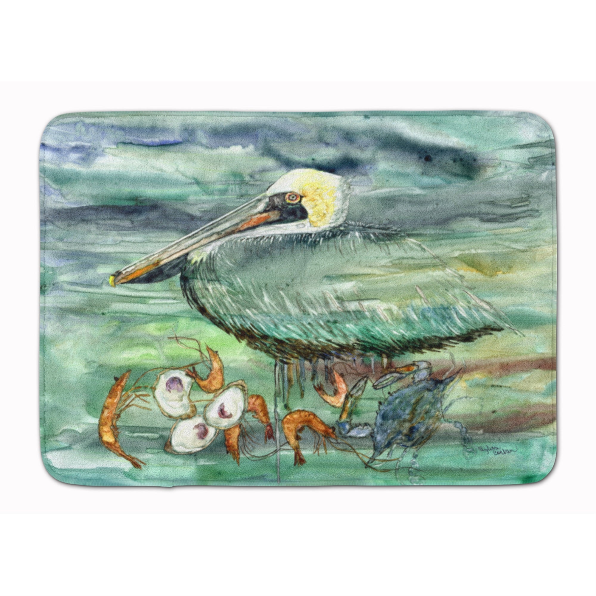'Caroline'S Treasures Watery Pelican, Shrimp Crab And Oysters Floor Mat, 19'''' X 27'''', Multicolor''